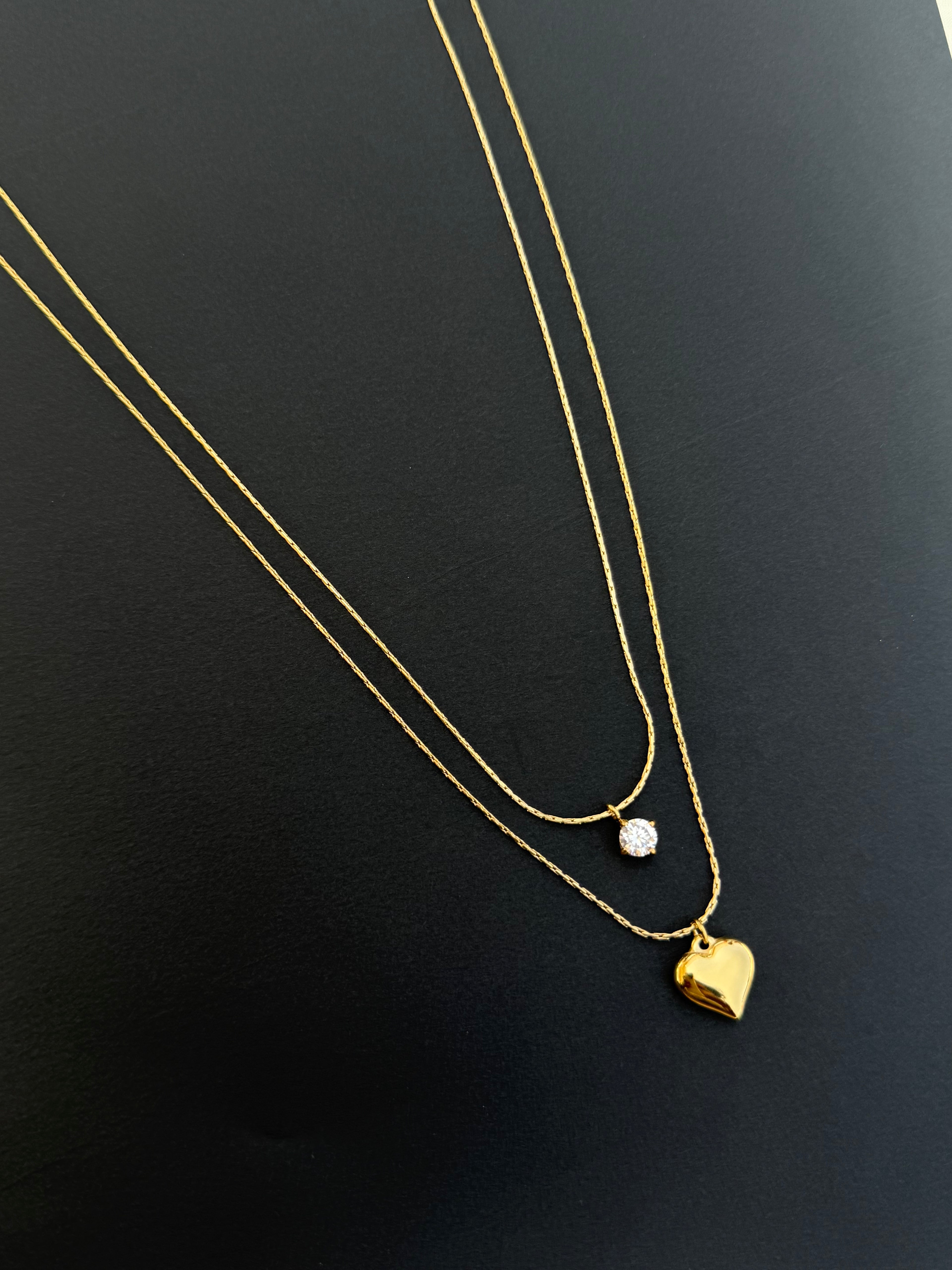 Dc002 2 layers heart shape anti tarnish chain