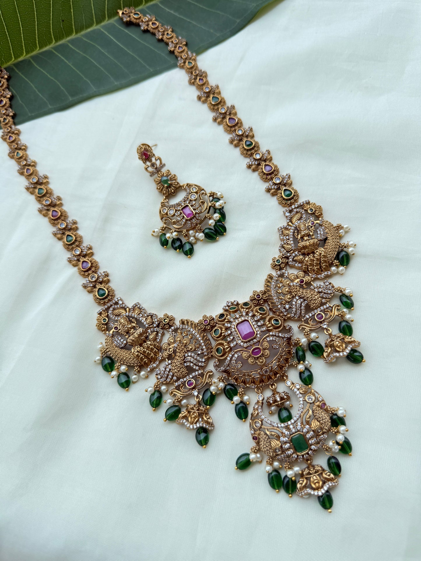 Lh2012 peacock lakshmi devi long haram