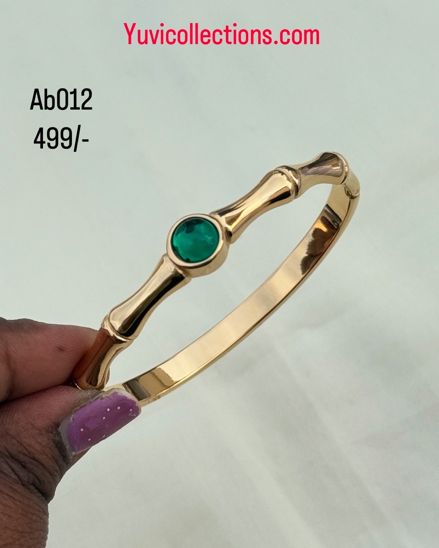 Ab012 green stone Anti tarnish bracelet