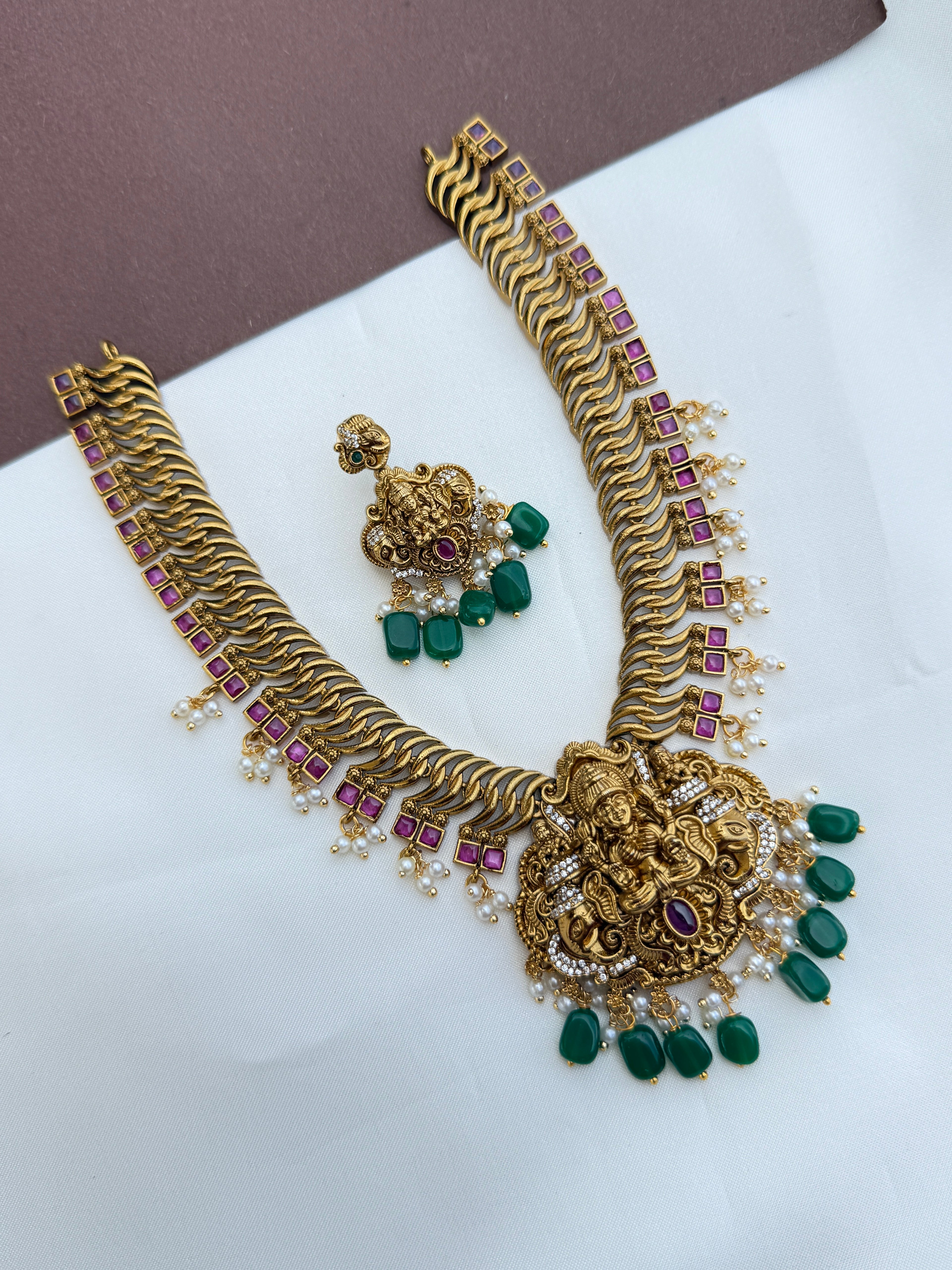 Ns547 nakshi lakshmi devi kemp jalebi neckset