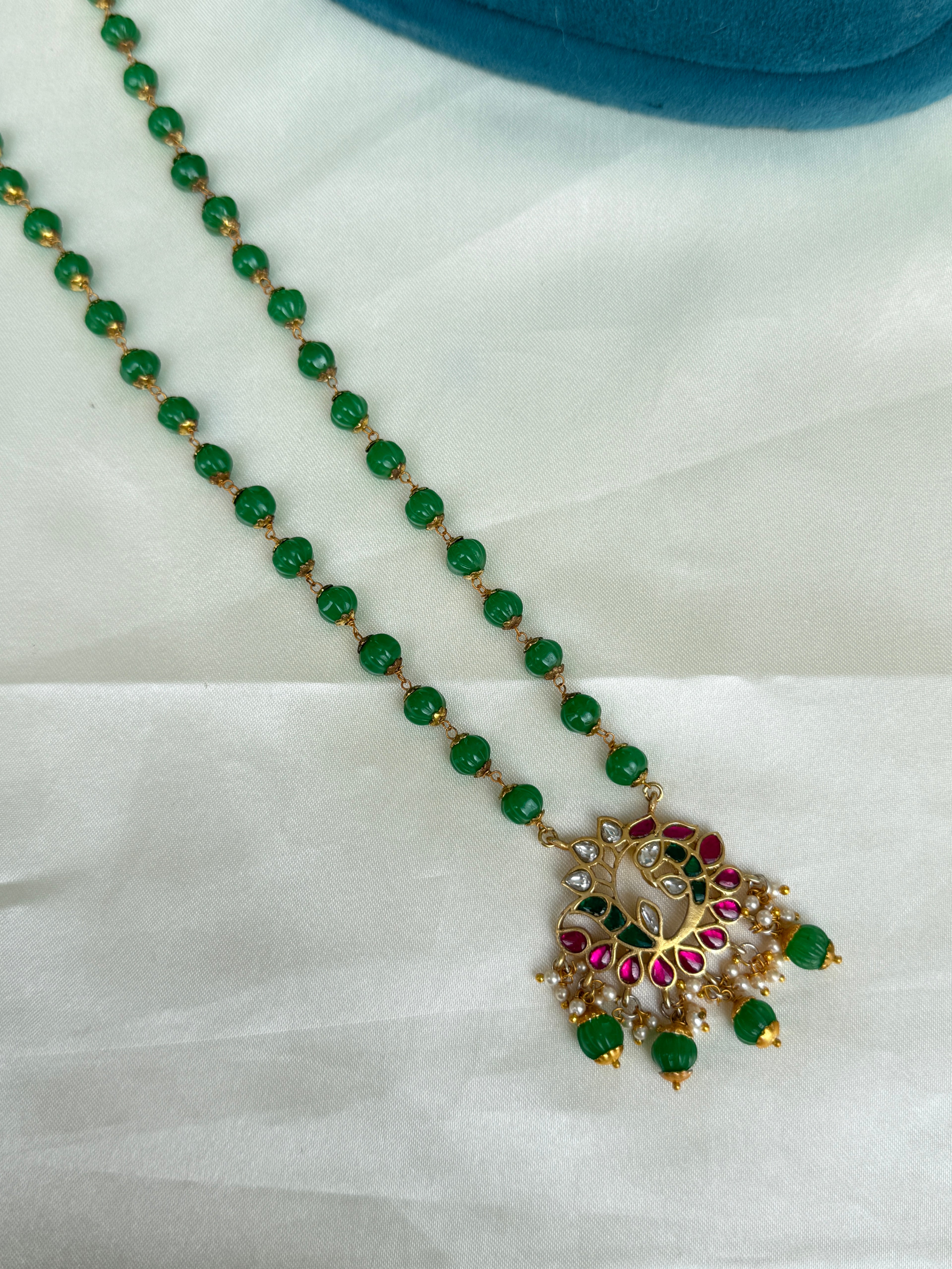 Bb0015 jadau kundan pumpkin bead neckset