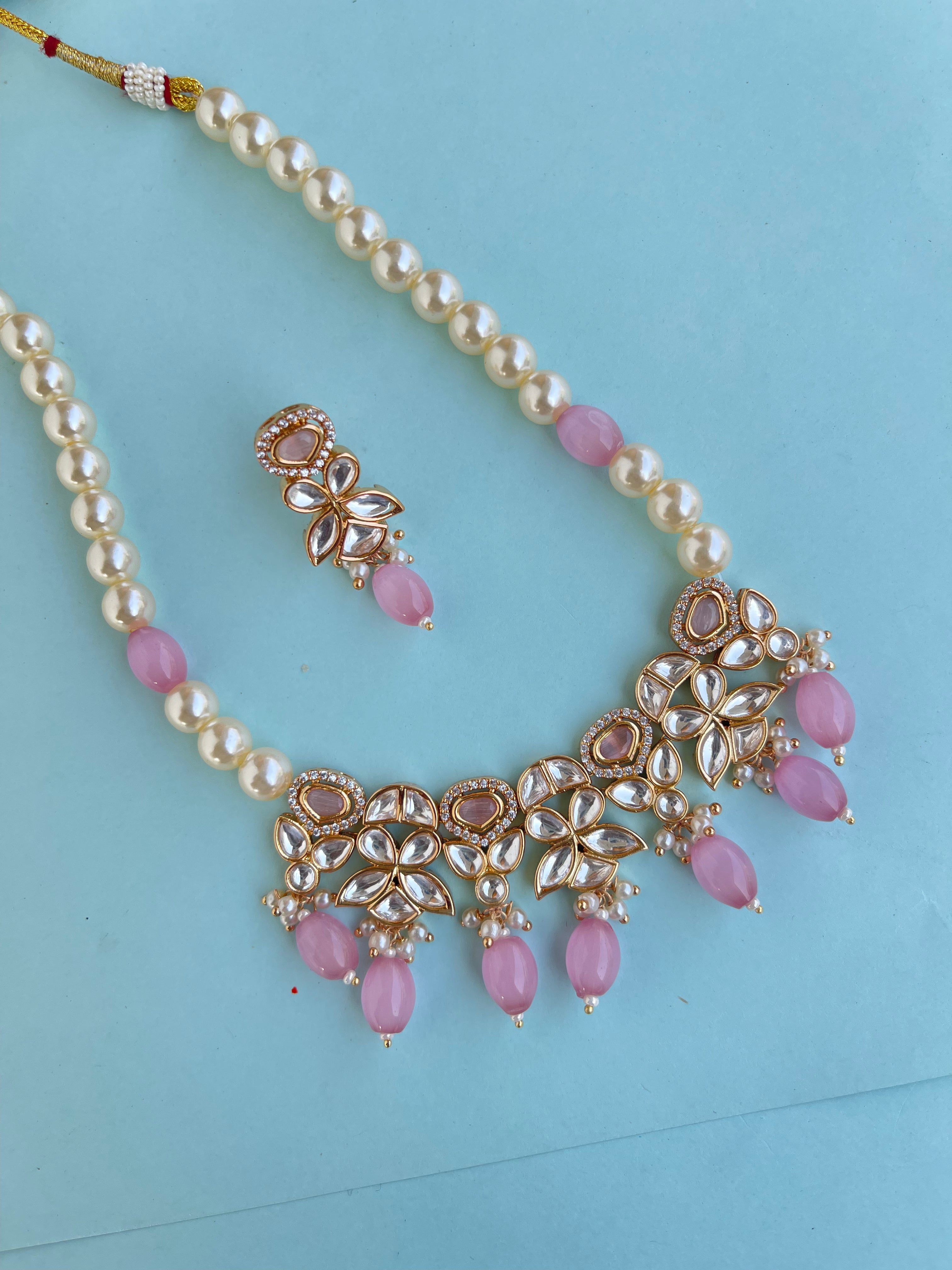 Uncut Kundan single line pearl beads pr004