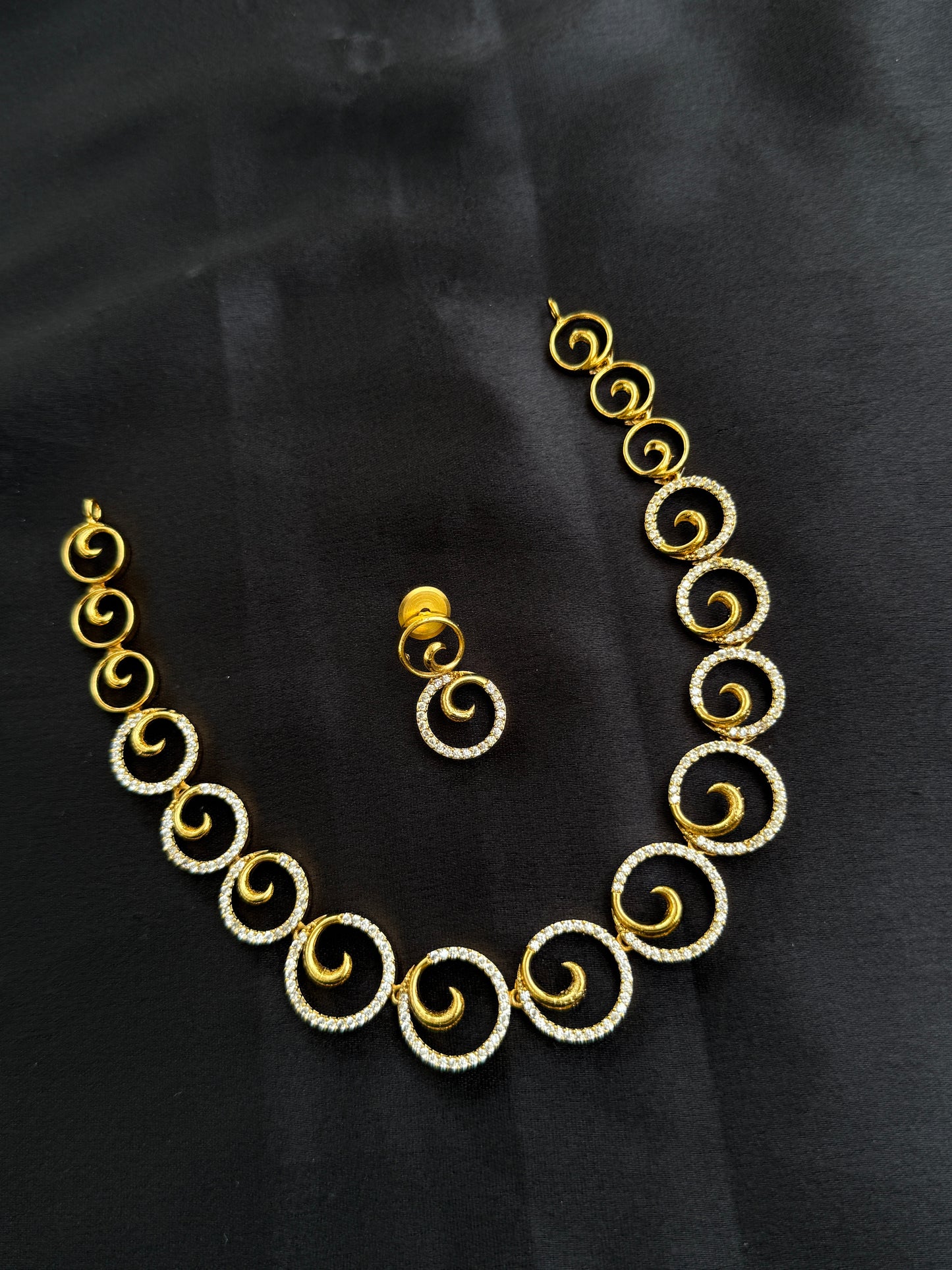 Ns272 simple cz neckset suits for kids and adults