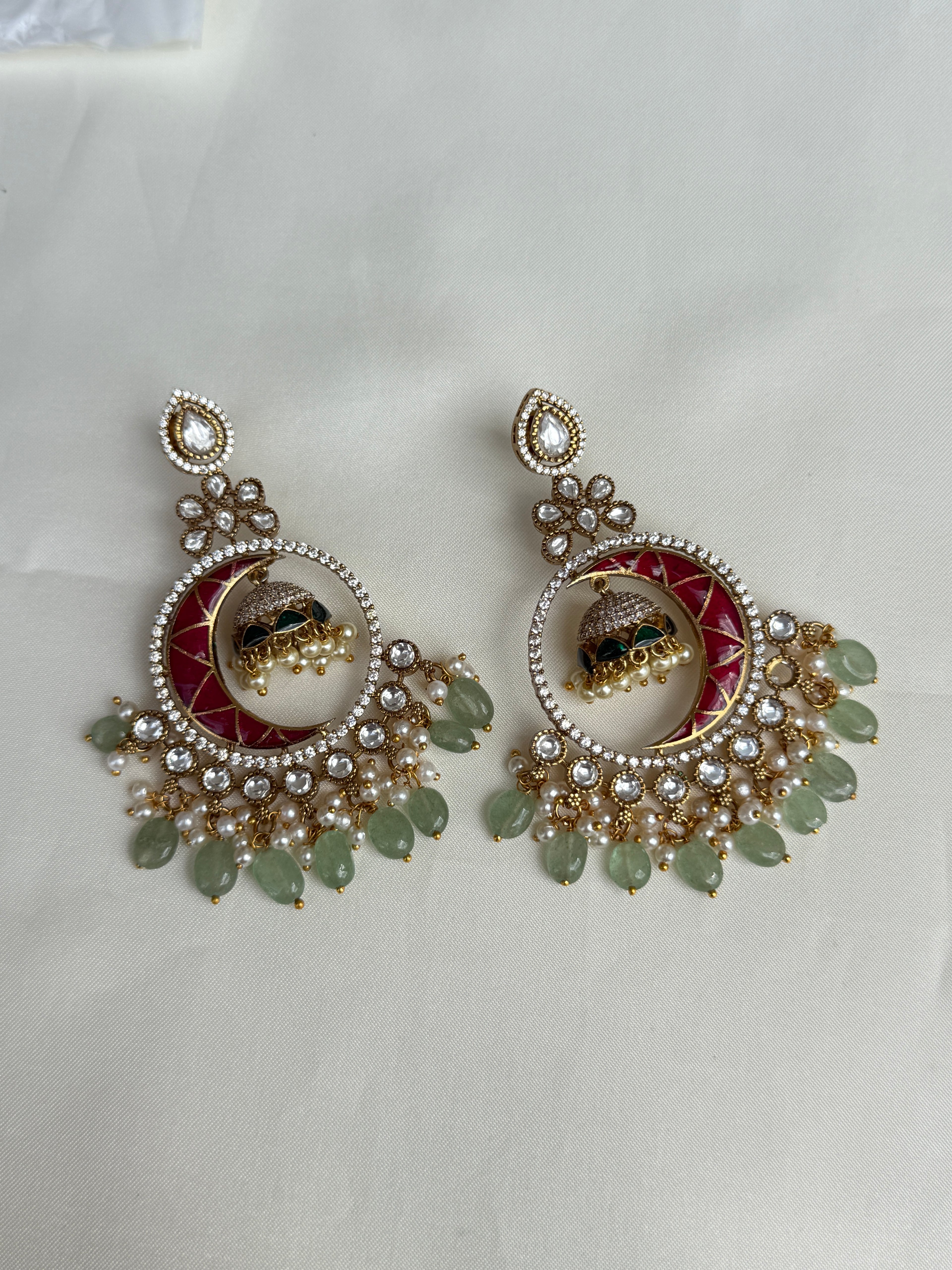 Er150 jadau kundan chandbali earrings