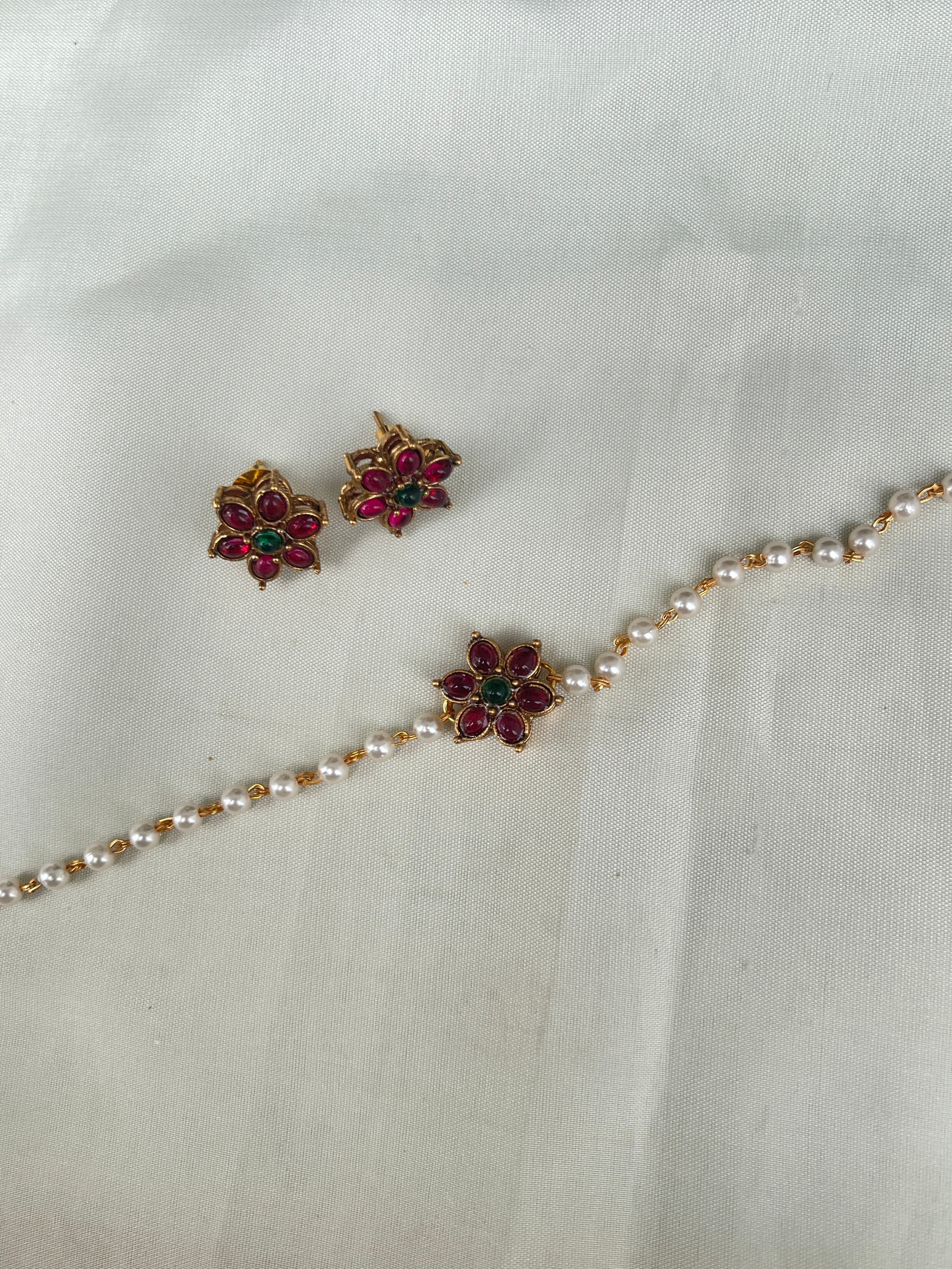 Pearl choker for kids and adults with earrings ch006