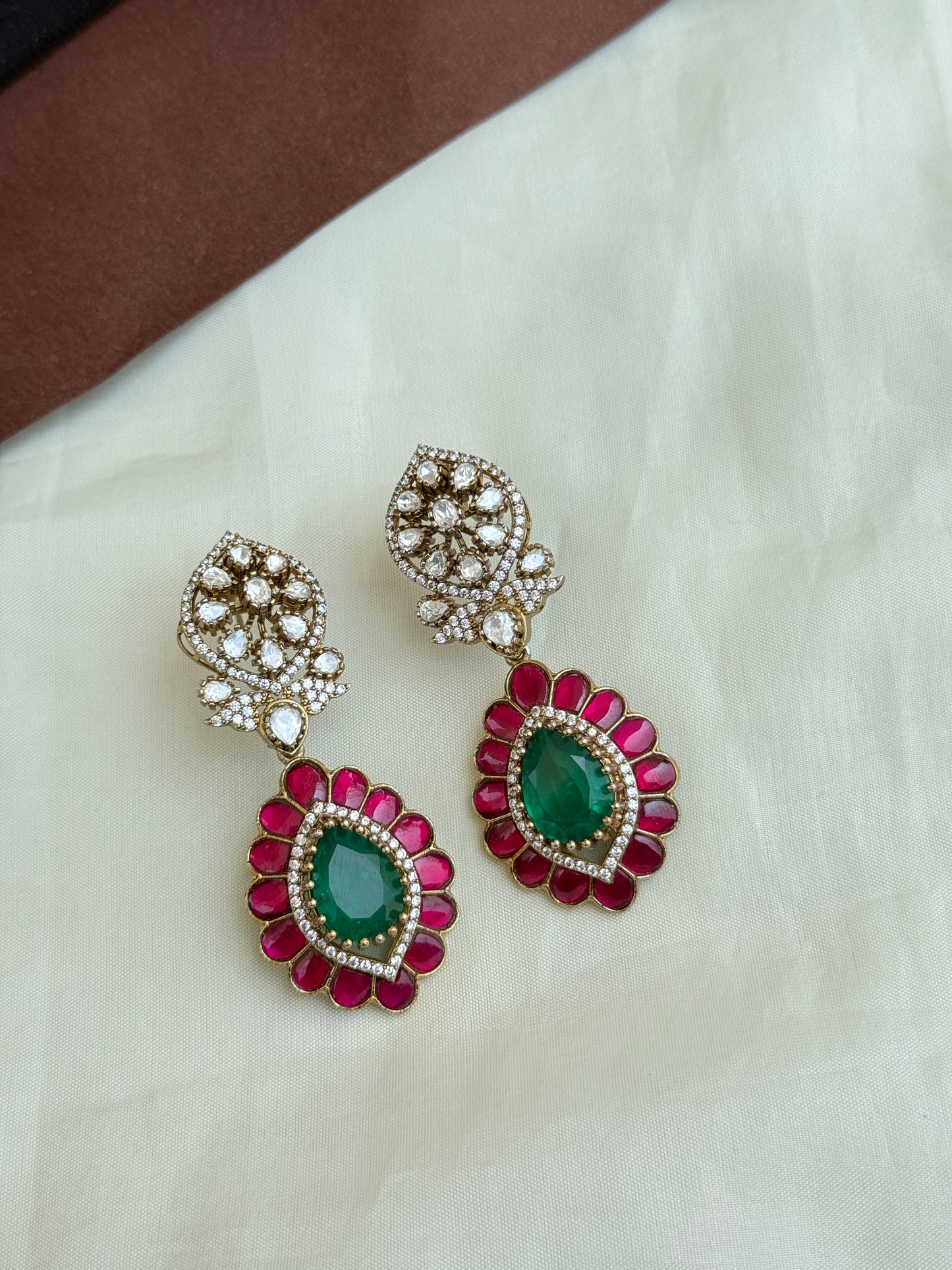 Er51 moissanite jadau Kundan earrings