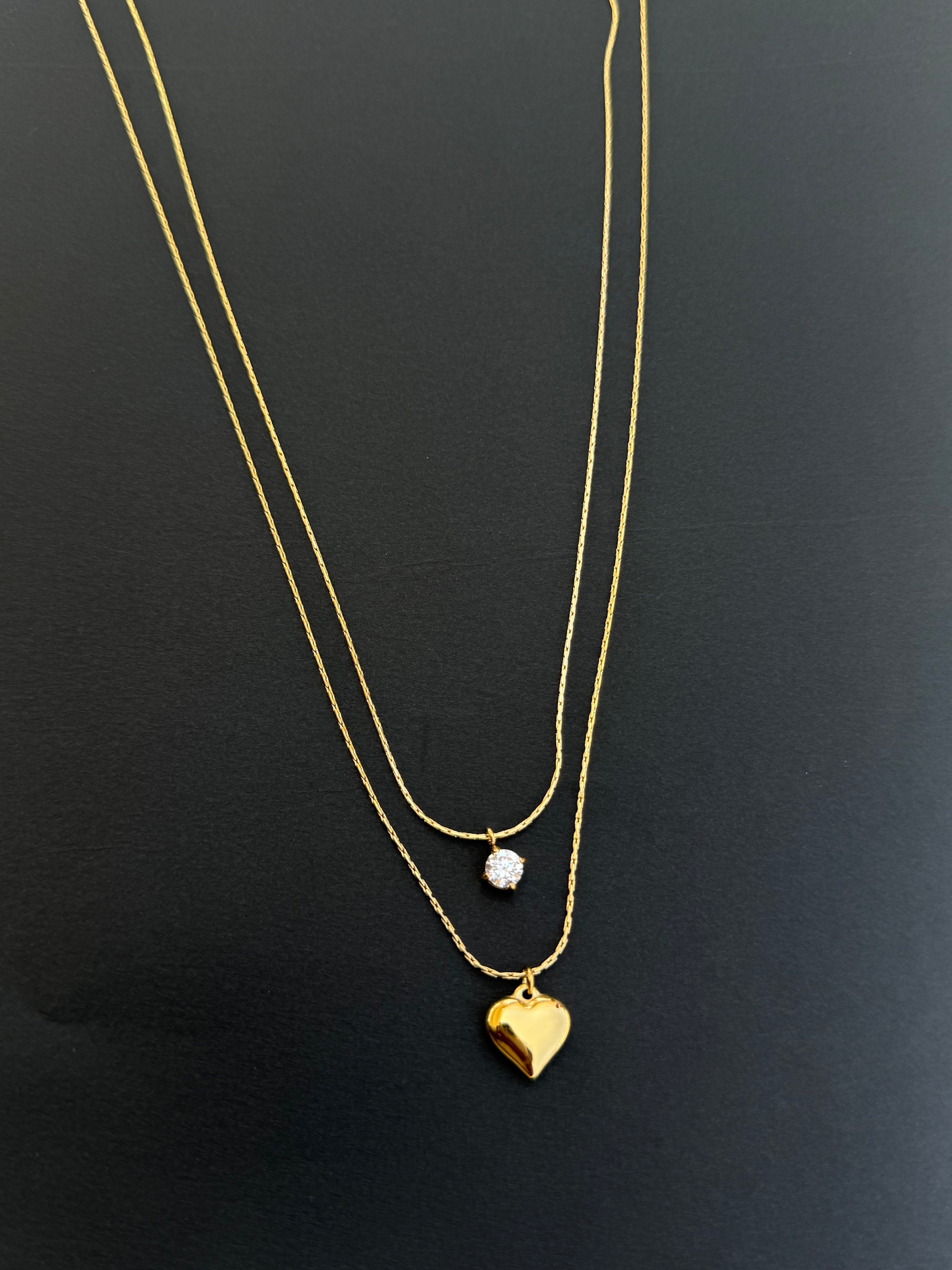 Dc002 2 layers heart shape anti tarnish chain