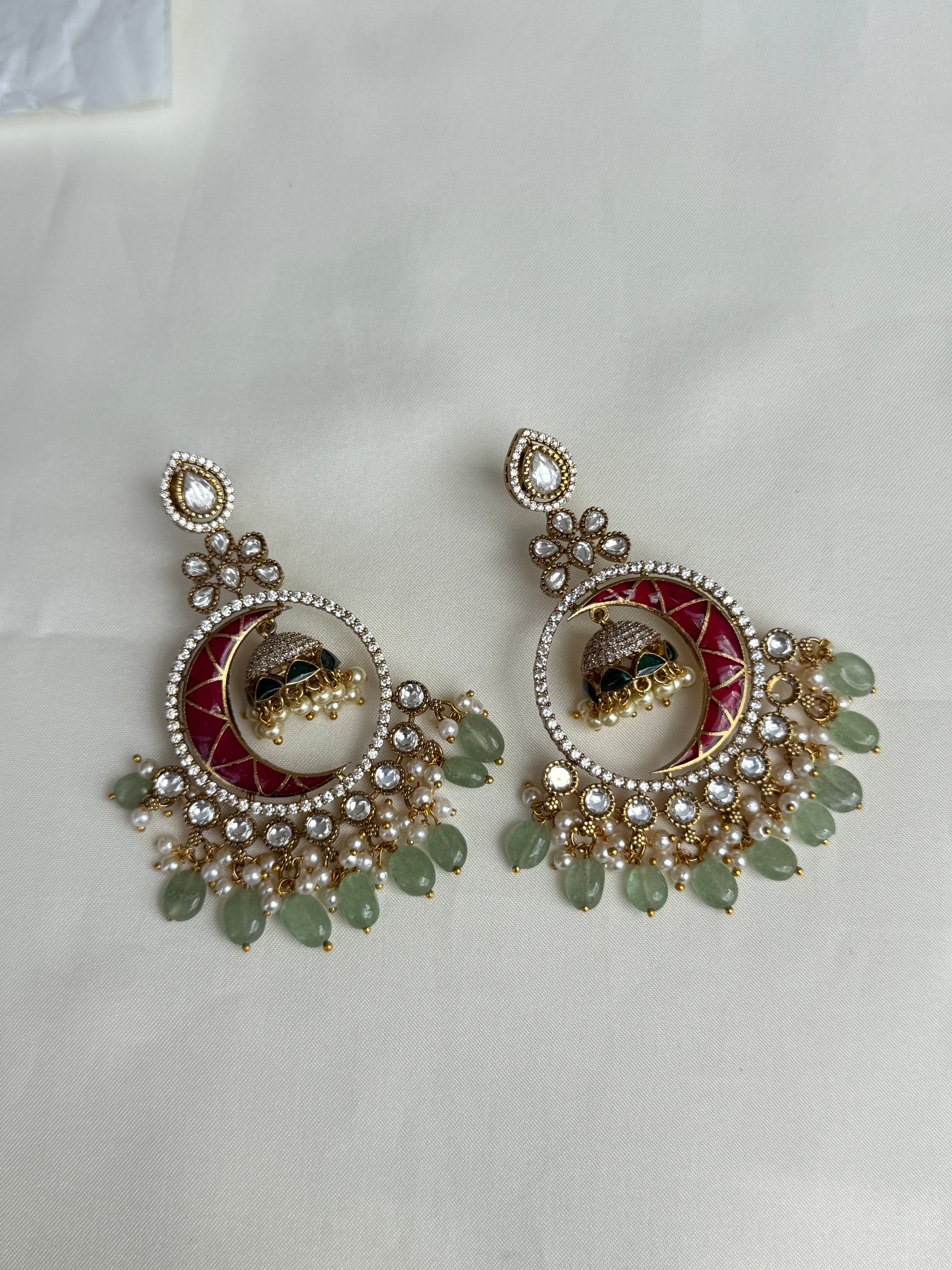 Er150 jadau kundan chandbali earrings