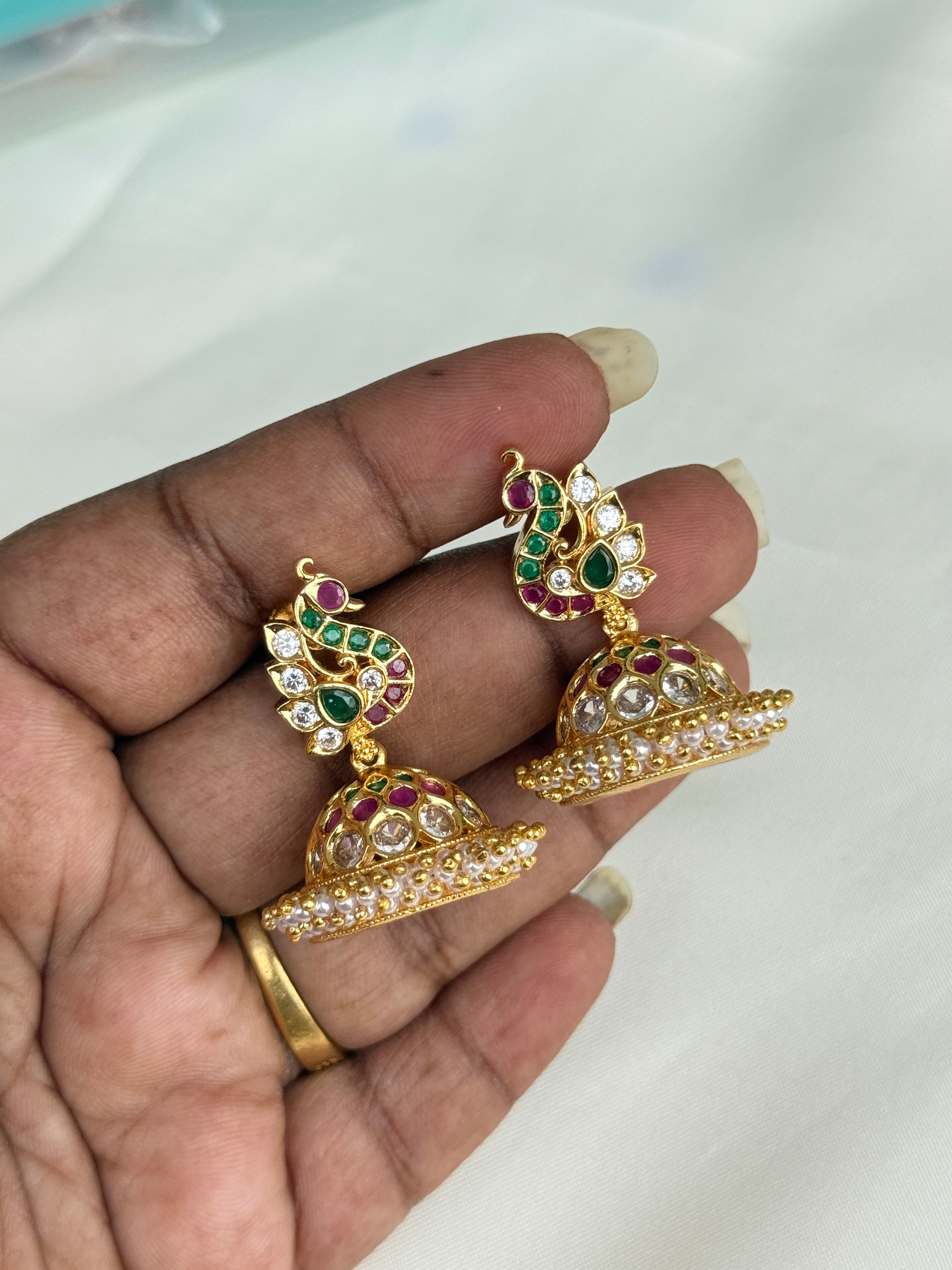Ph090 peacock panchaloham butta Earrings