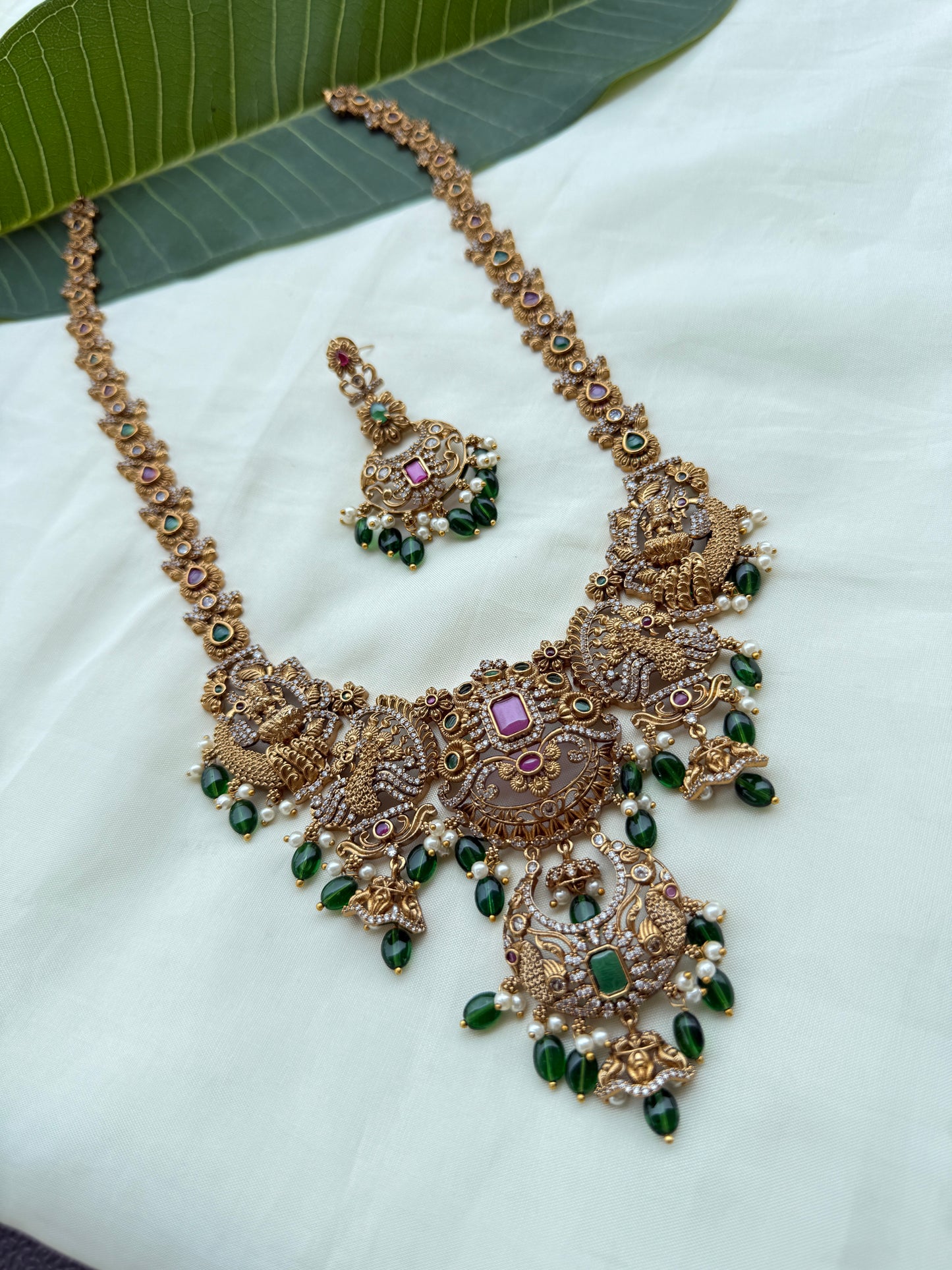 Lh2012 peacock lakshmi devi long haram