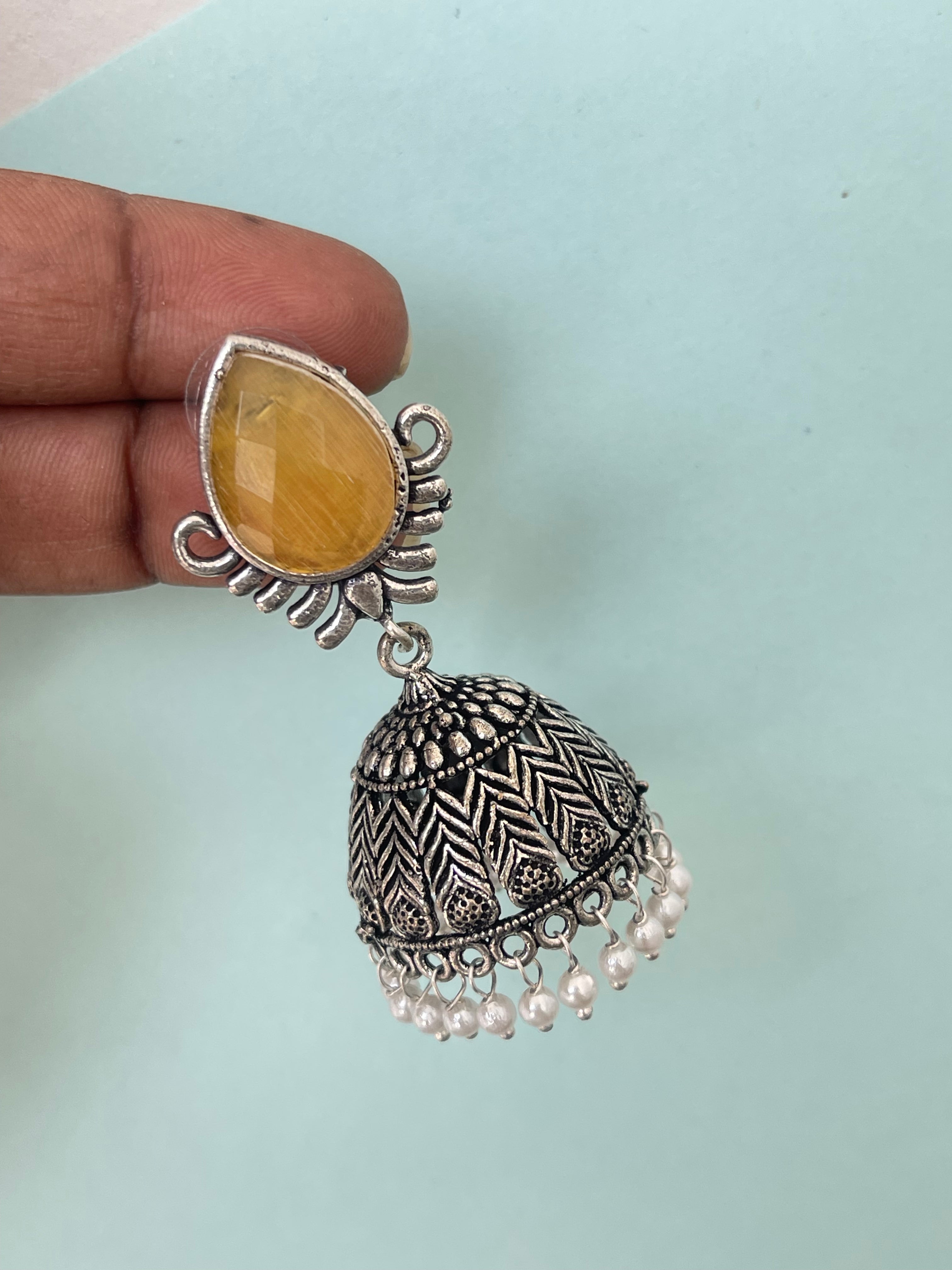 Oxidised oxo jhumkas