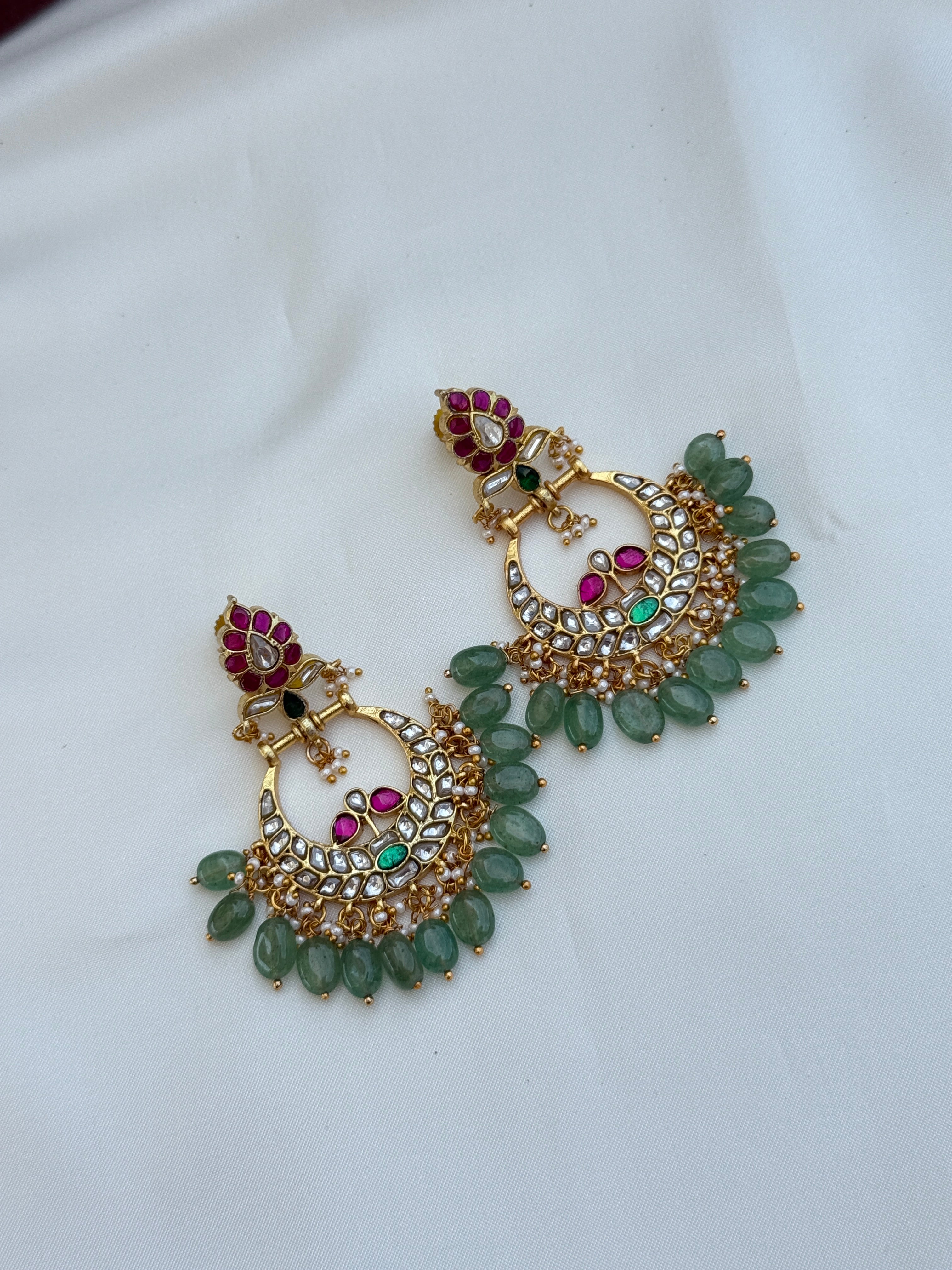 Er145 jadau kundan chand bhali earrings