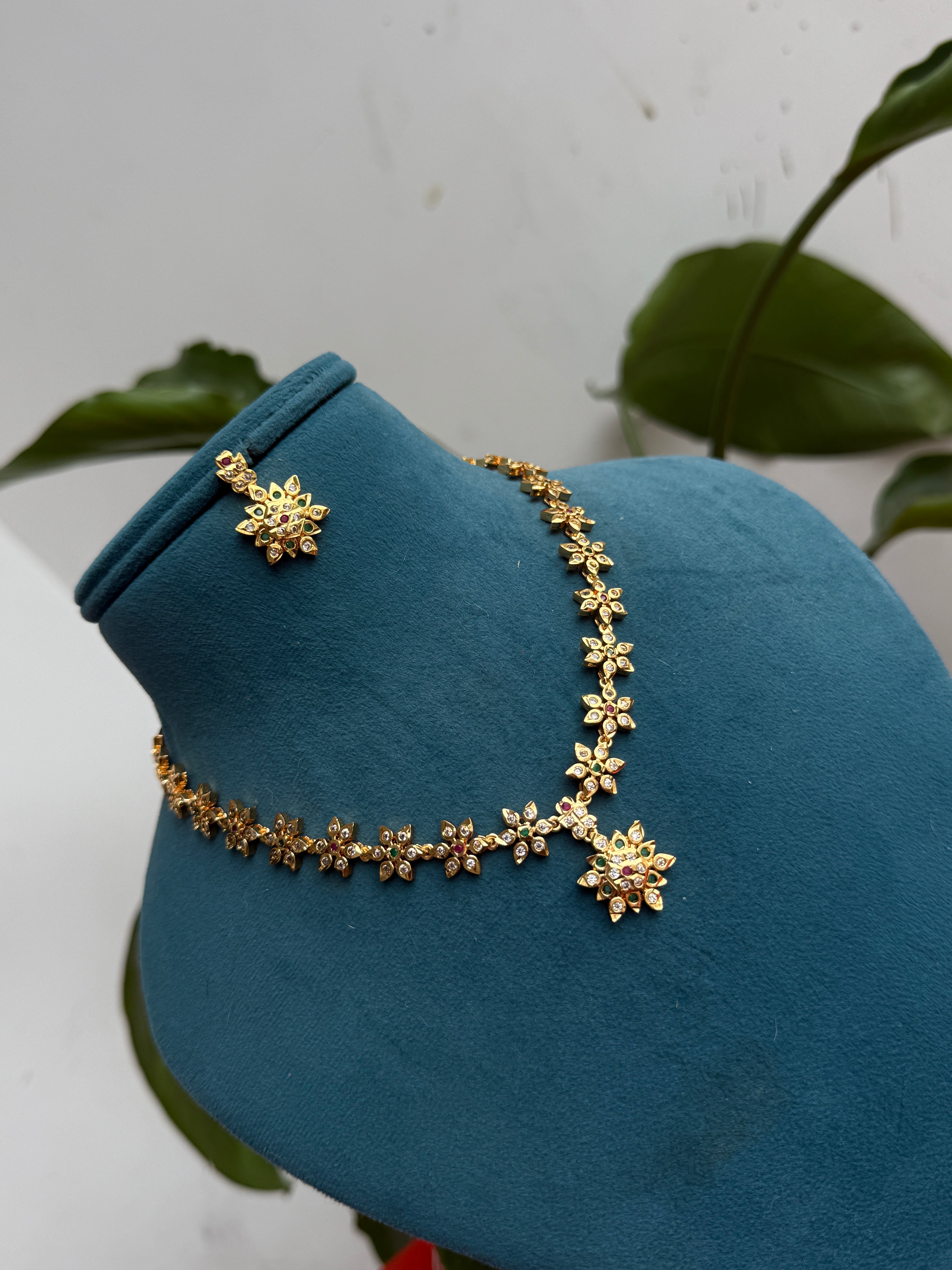 Ph068 panchaloham multi neckset with back screw earrings