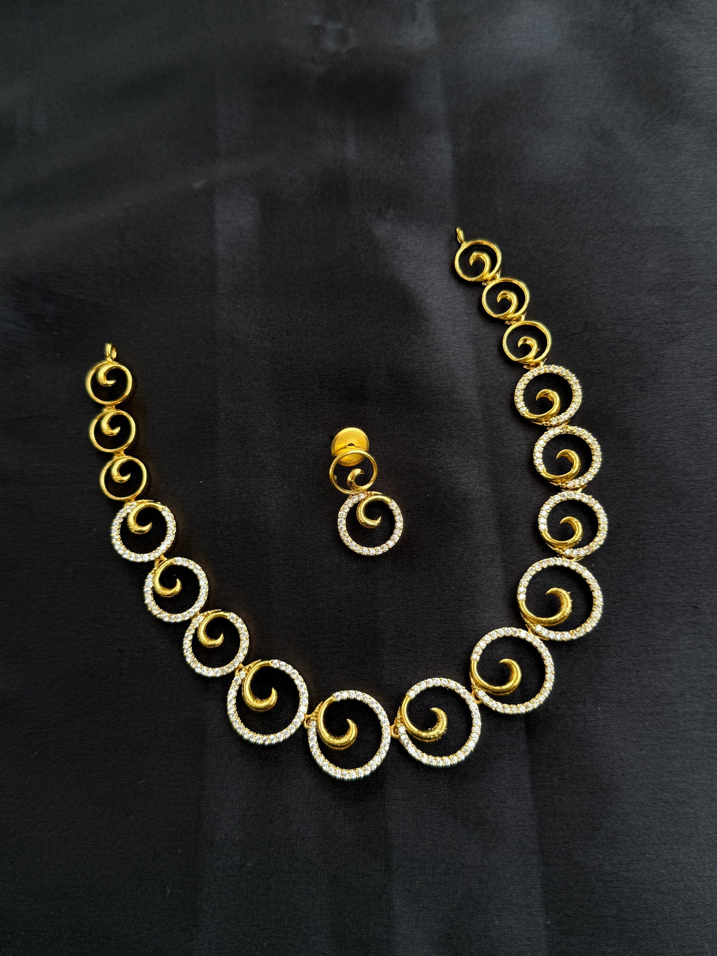 Ns272 simple cz neckset suits for kids and adults
