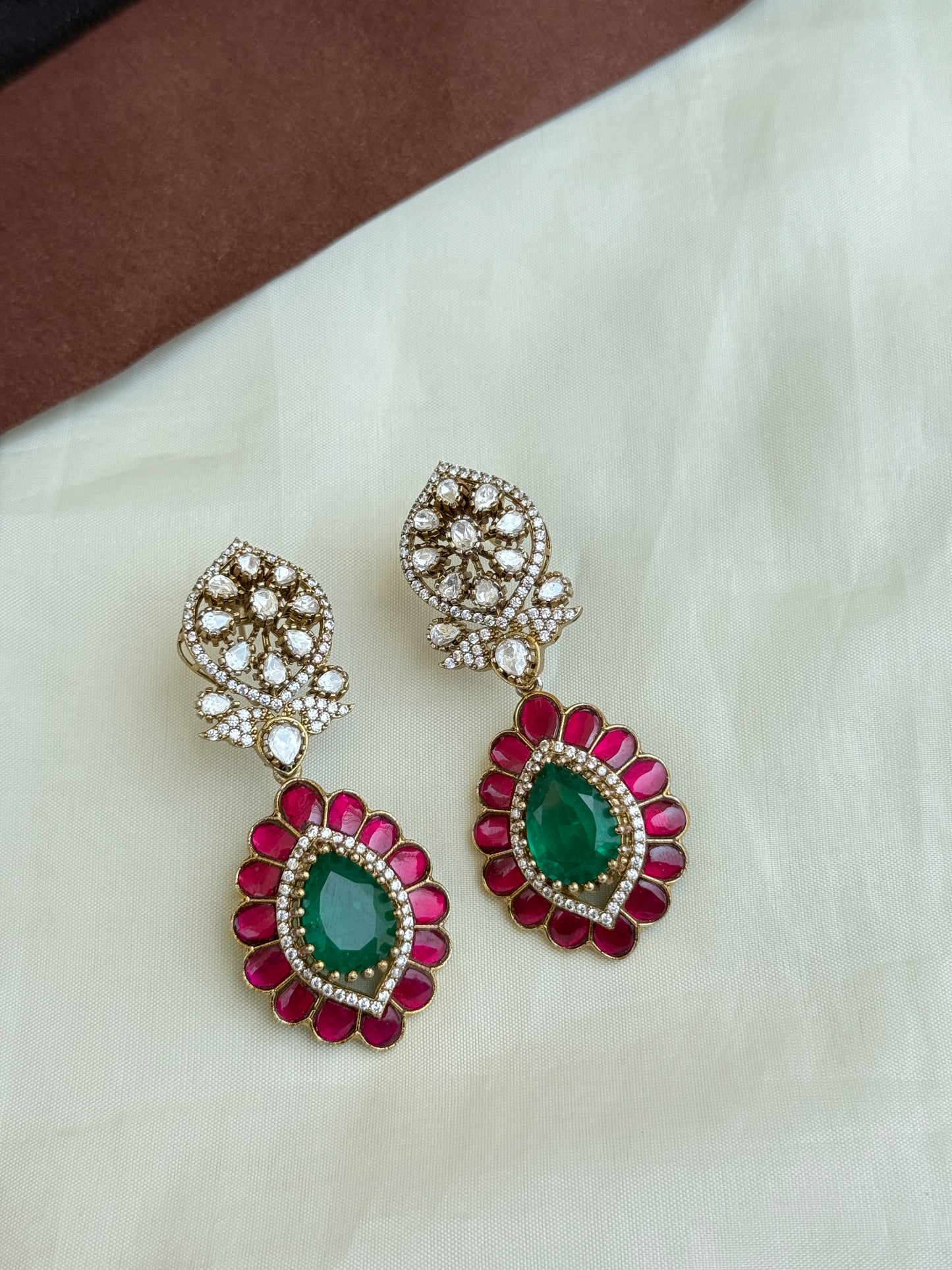 Er51 moissanite jadau Kundan earrings