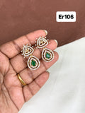 Er106 emerald white stone earrings