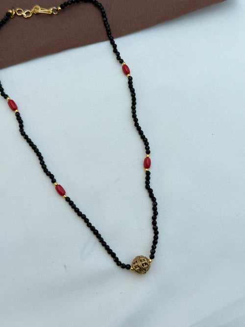 Bb080 18inches single line gold ball and corals crystal blackbeads