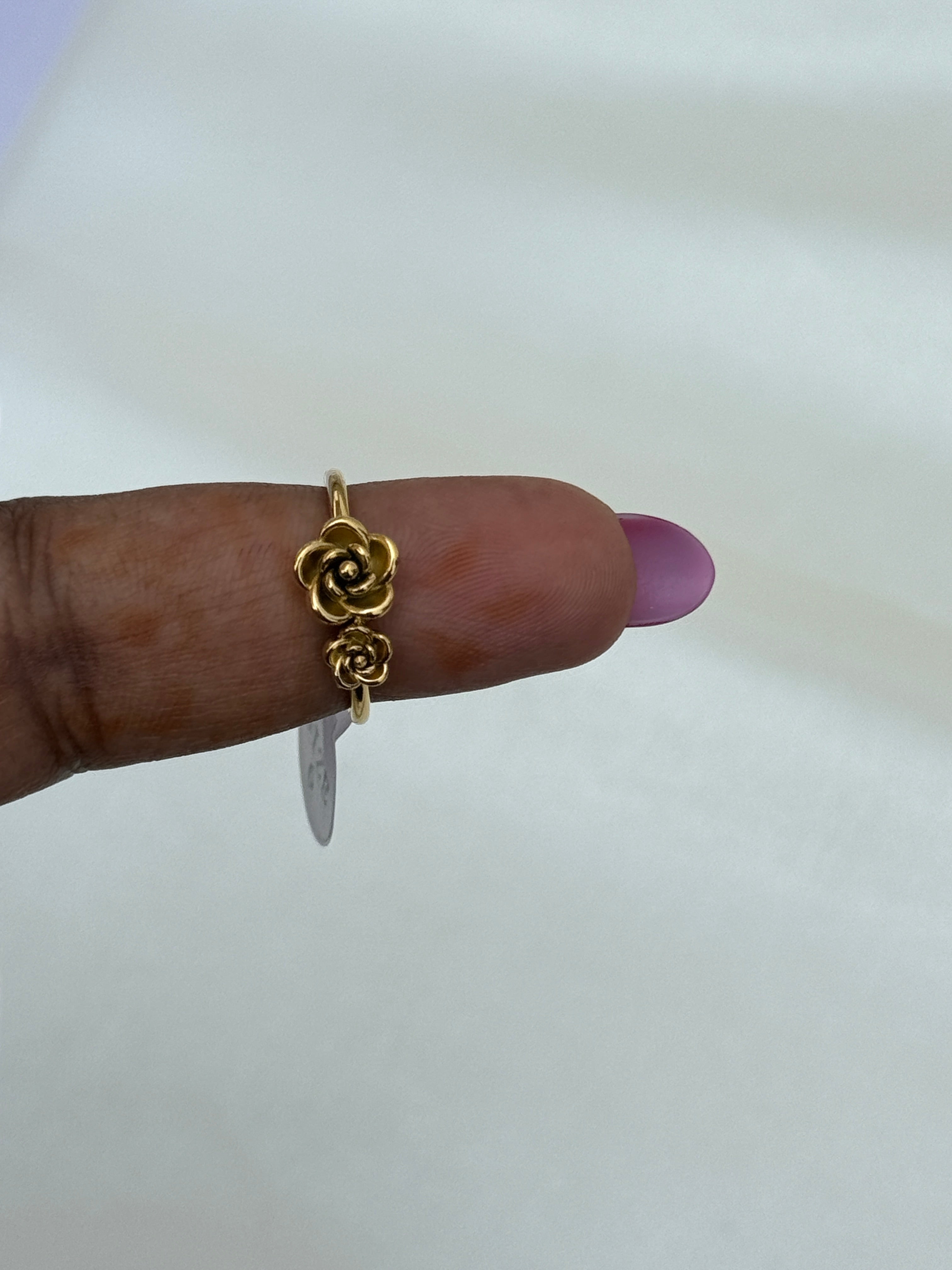 Rg061 anti tarnish 2 flower ring