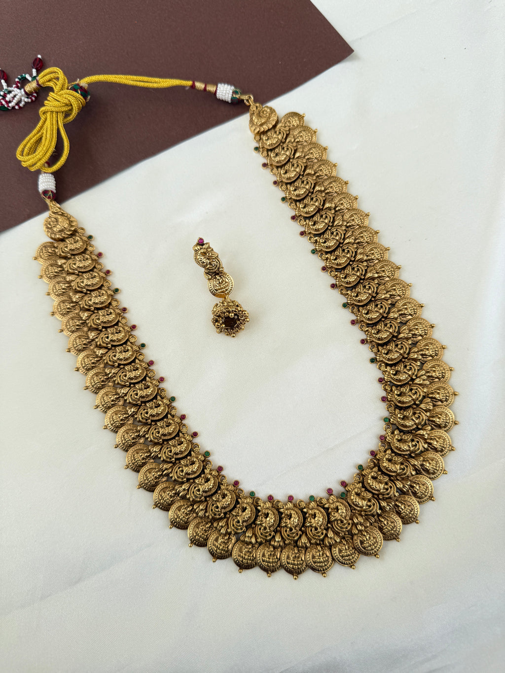 LH2034 Nakshi mango peacock Long Haram Neckset with earrings