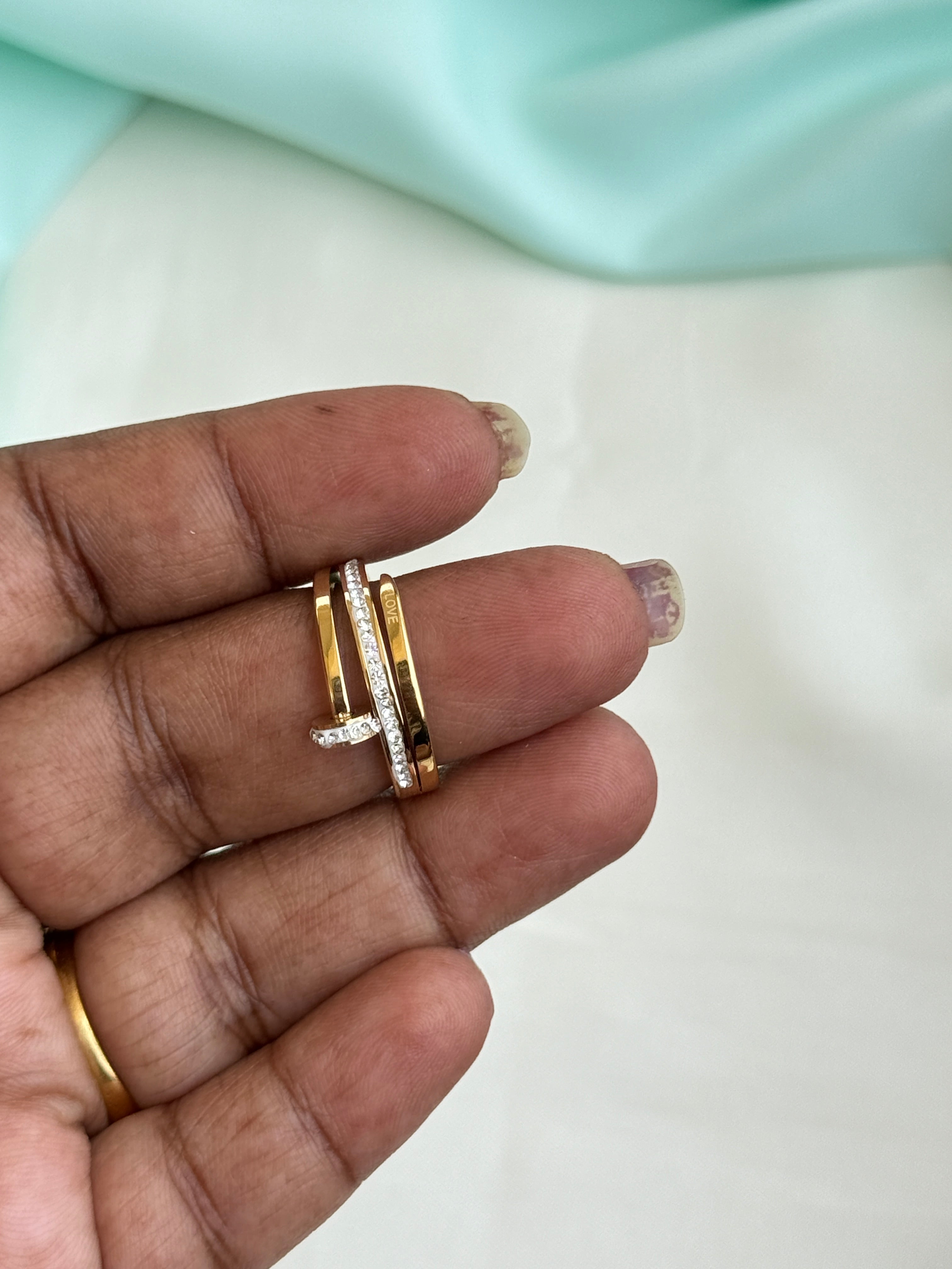 Rg100 anti tarnish stones finger rings