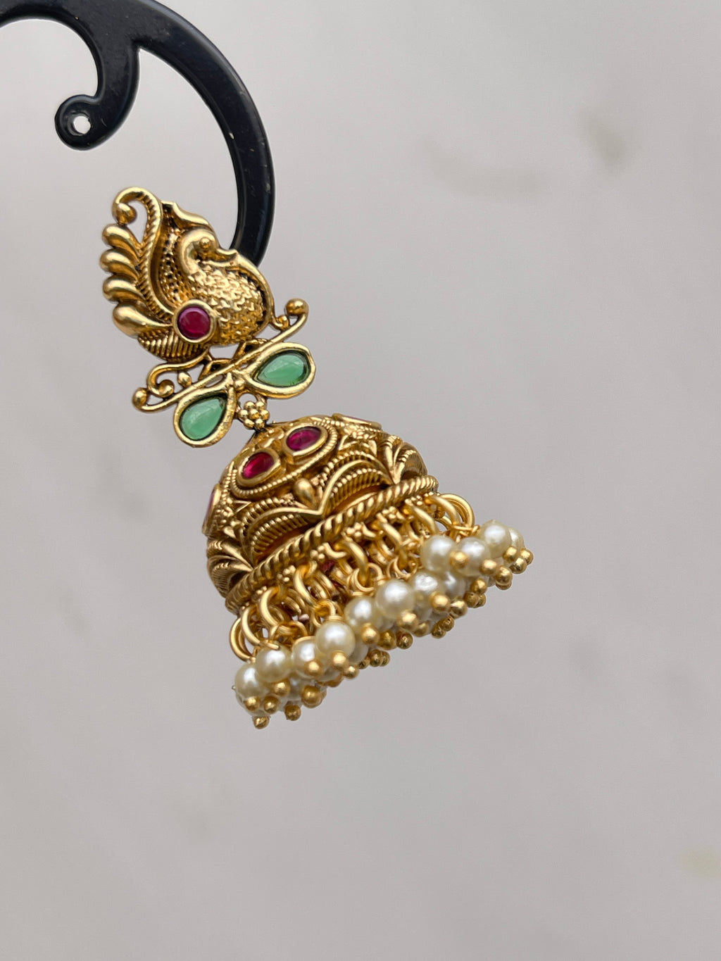 Peacock multi antique butta earrings