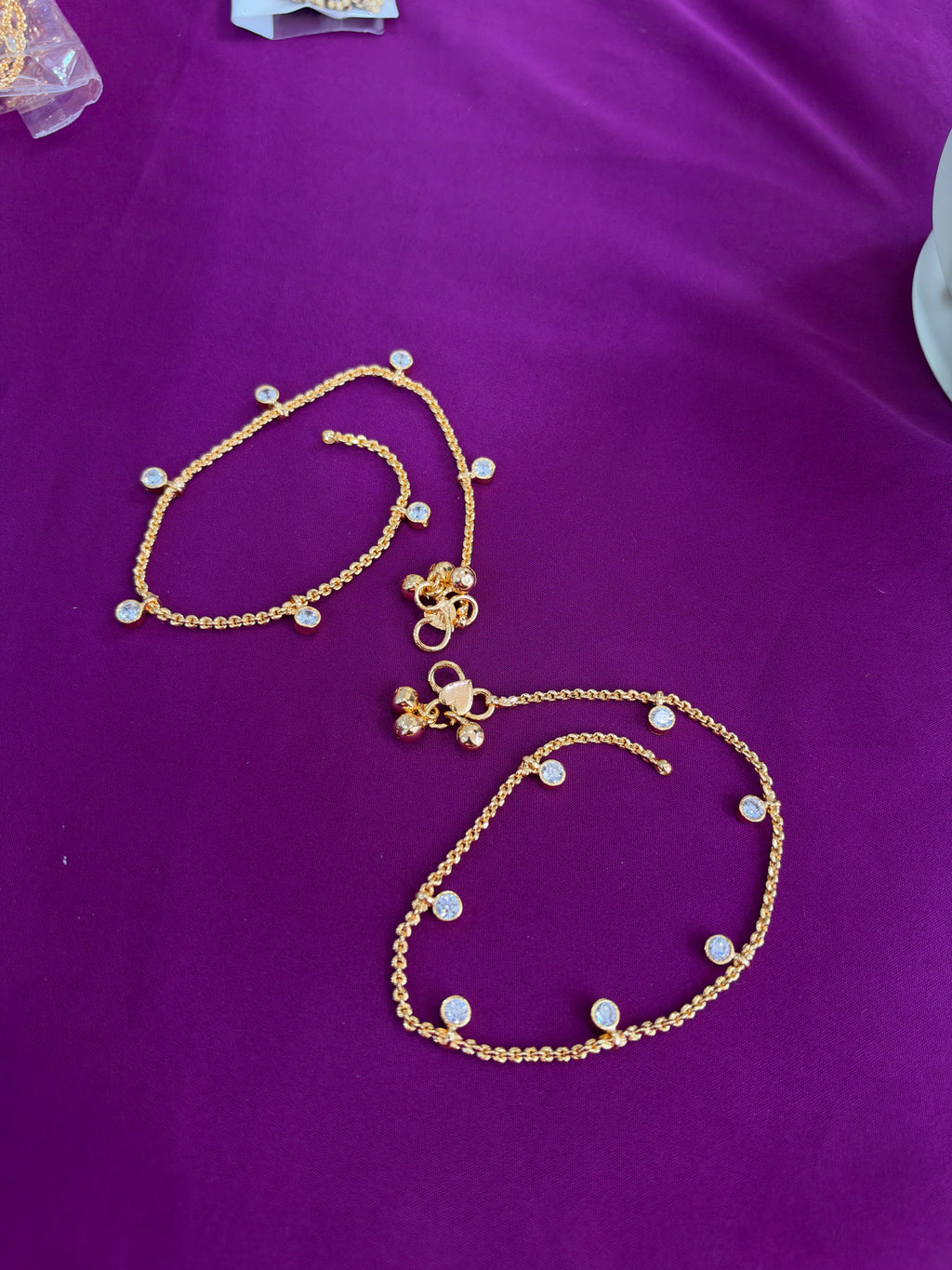 Ak152 stone drop Panchaloham polished anklets