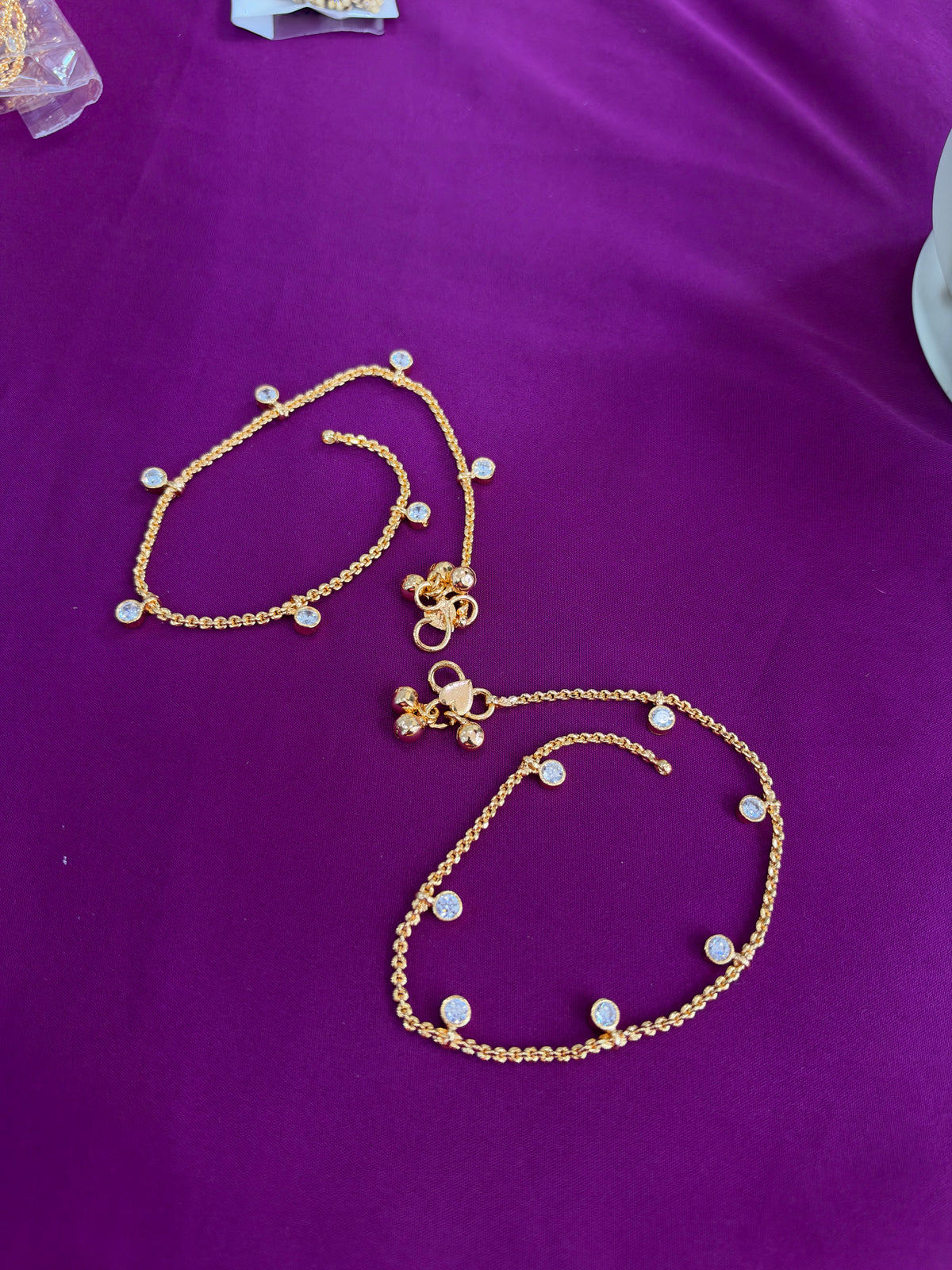 Ak152 stone drop Panchaloham polished anklets
