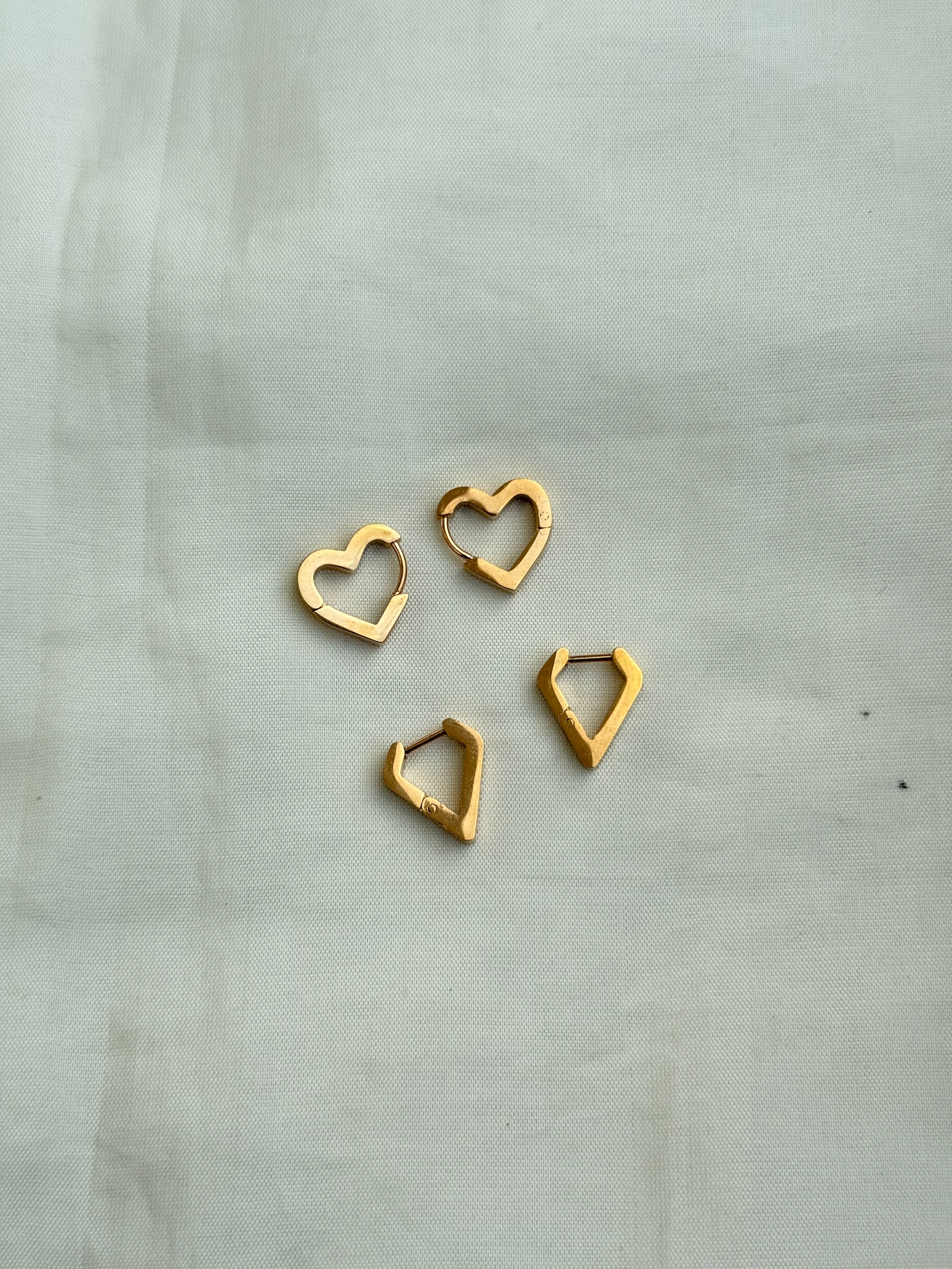 Er032 Anti-tarnish triangle,heart hoops