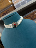 Sugar pearls moissanite flower  design pendant choker neckset ch236
