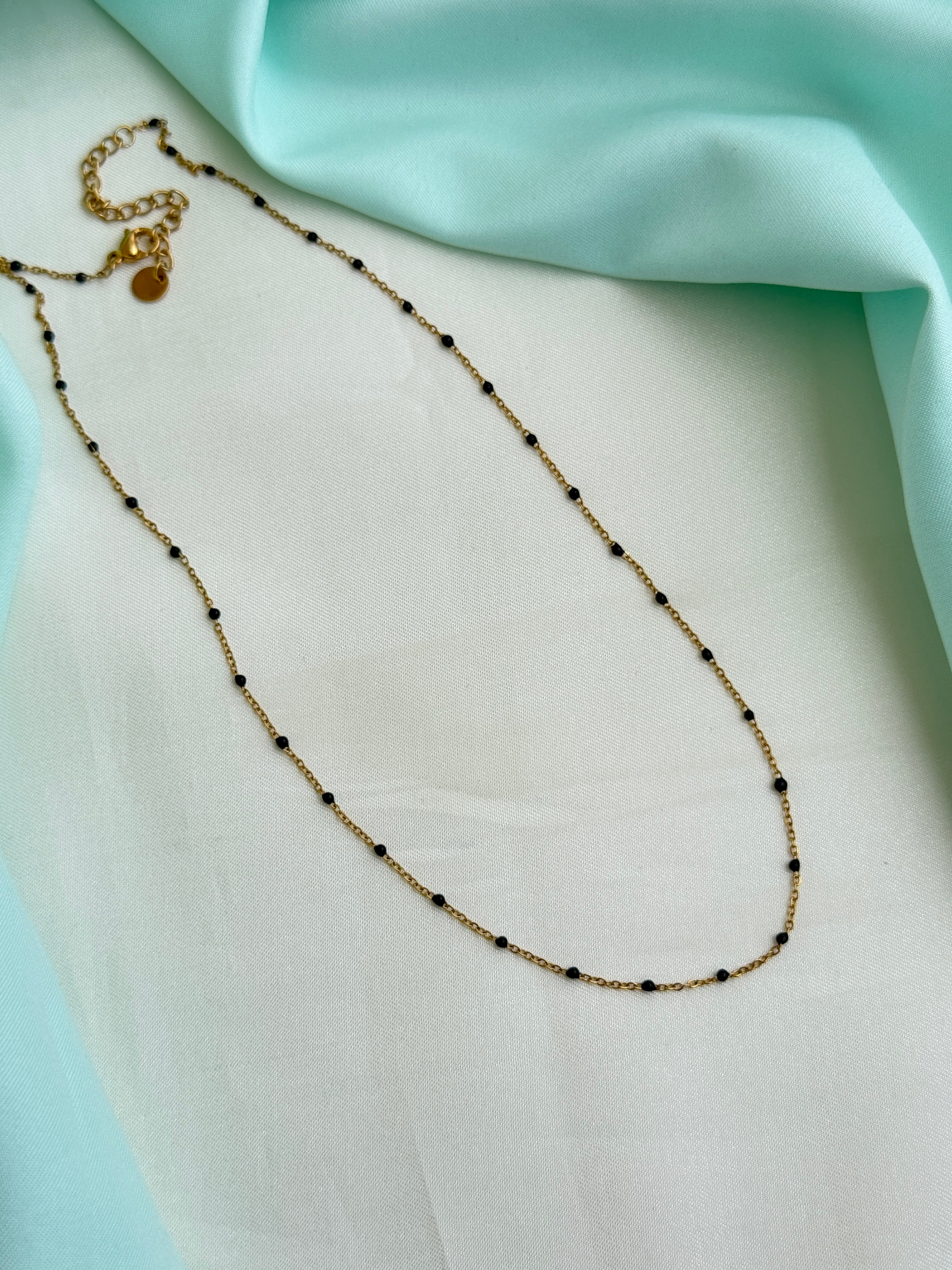 Bb125 16 to 18 inches adjustable black beads