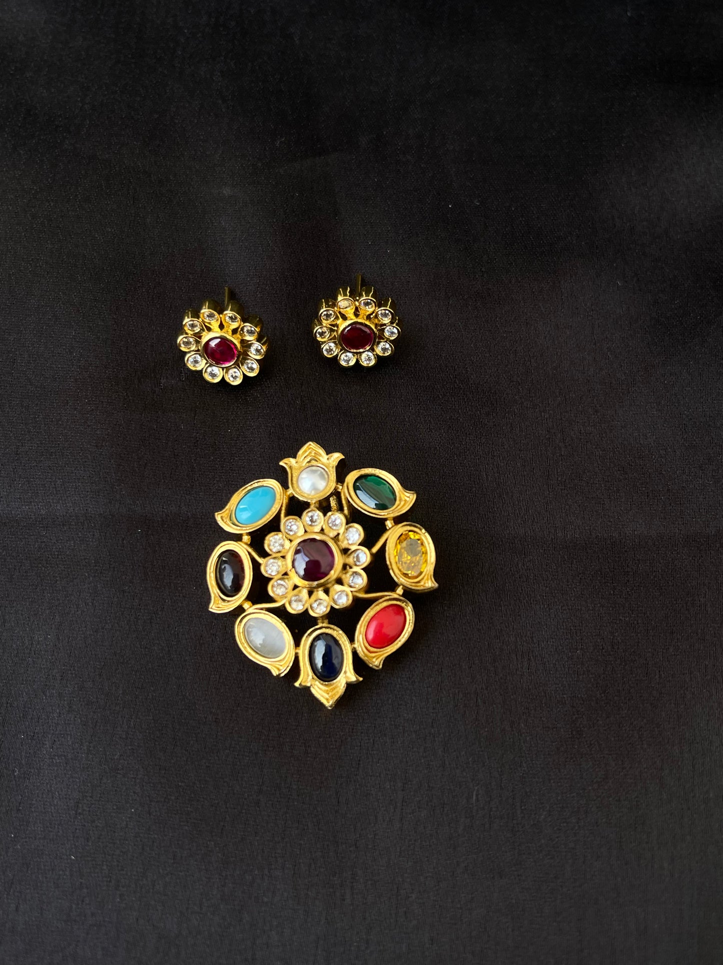 Navarathan pendent earrings