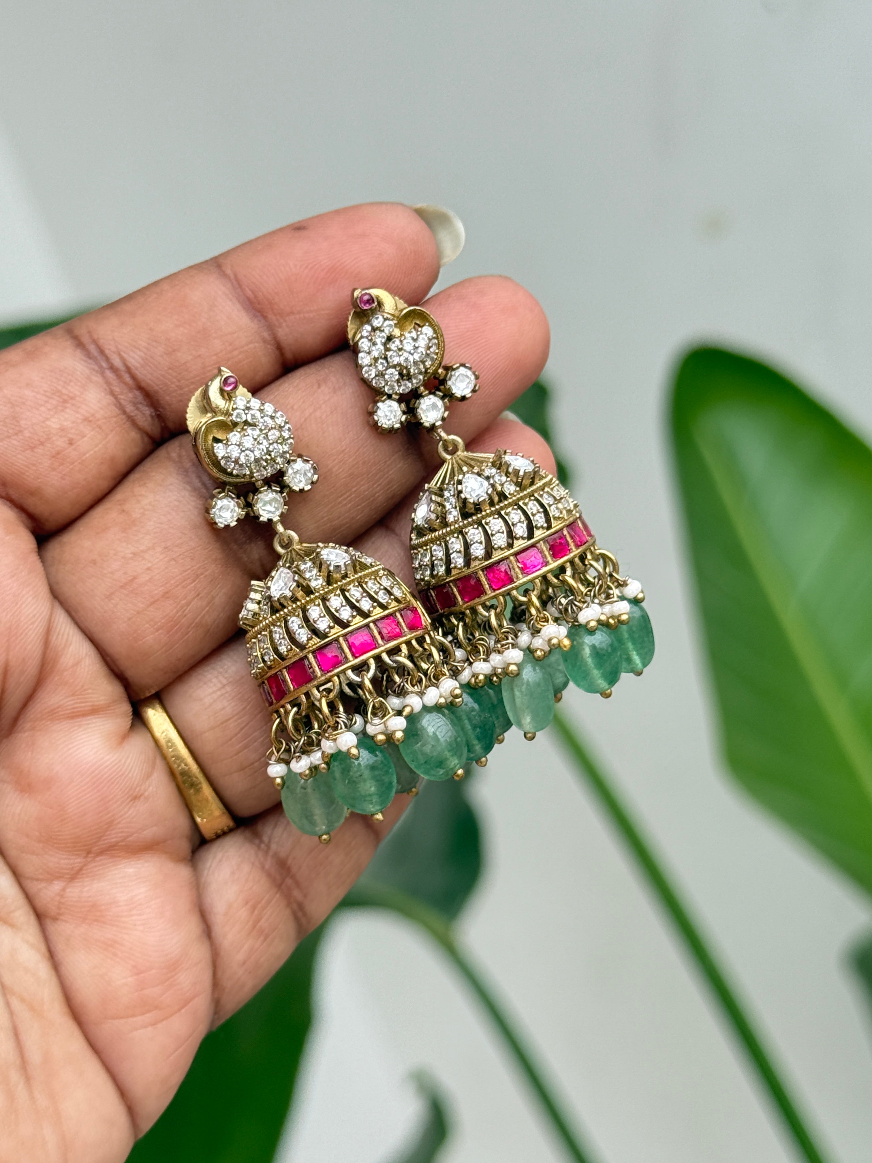 Er120 jadau Kundan moissanite butta Earrings