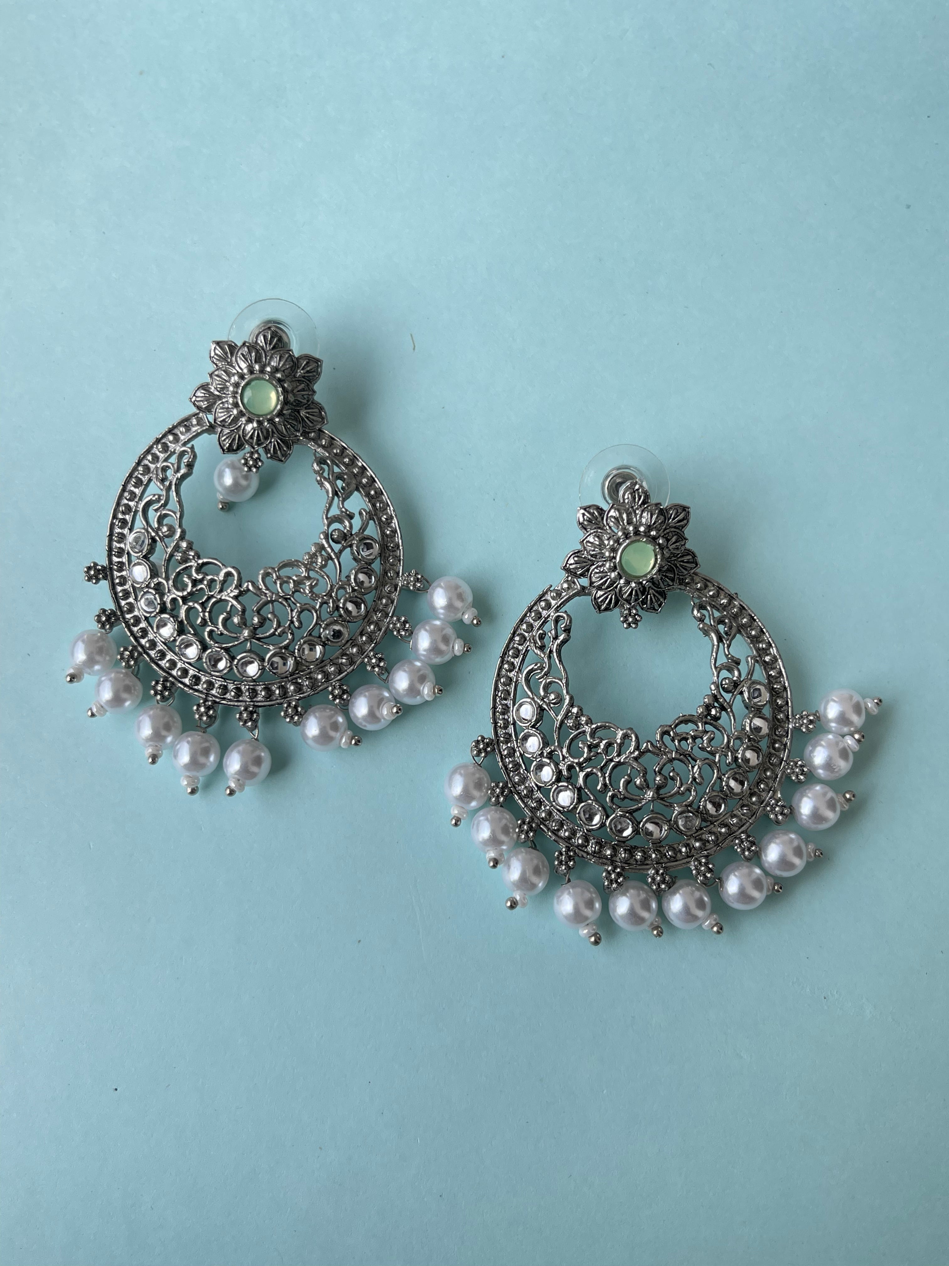 Oxidised chandbali lightweight earrings