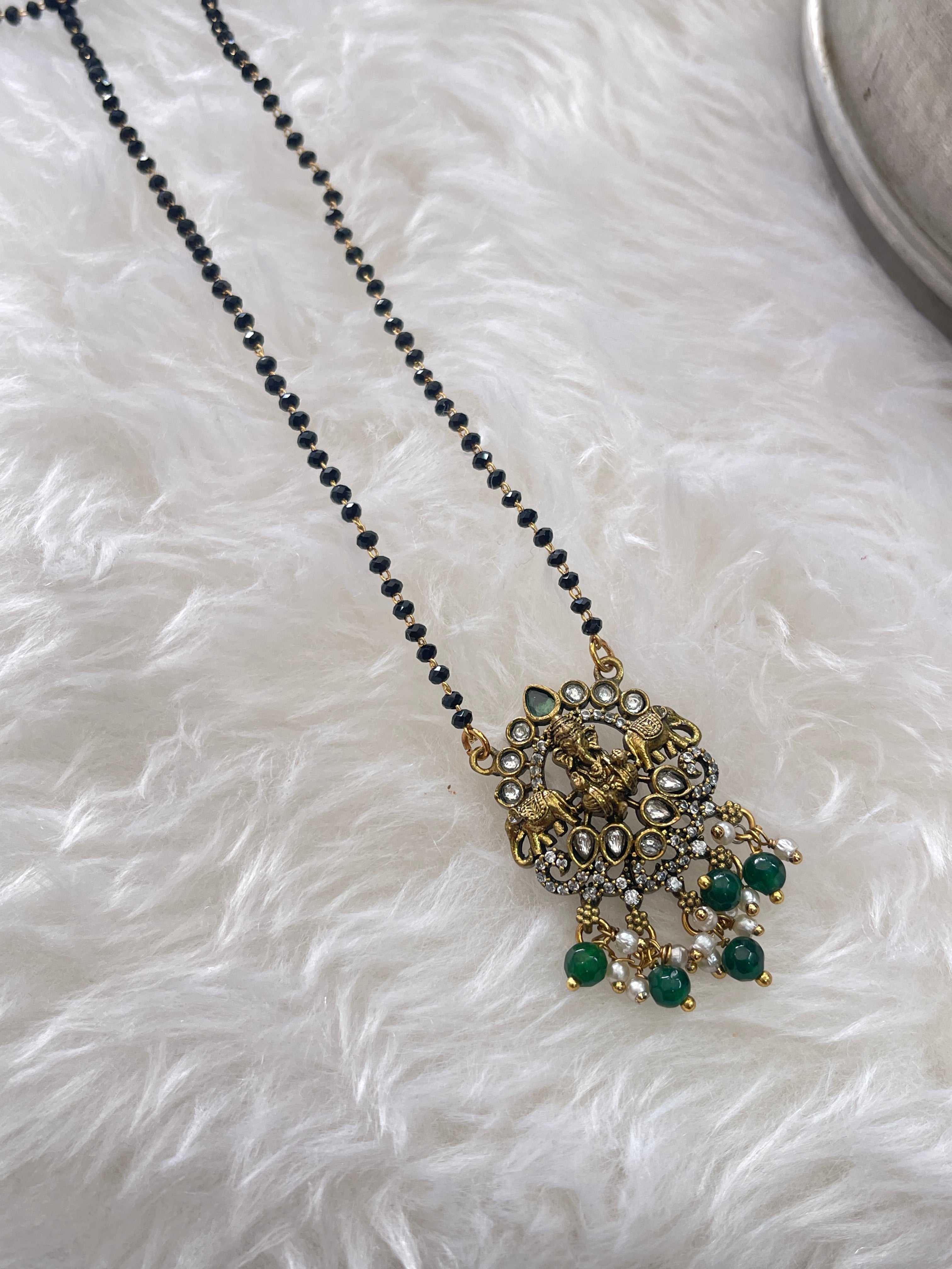 Lord Ganesh Victorian short 18 inches blackbeads bb1616