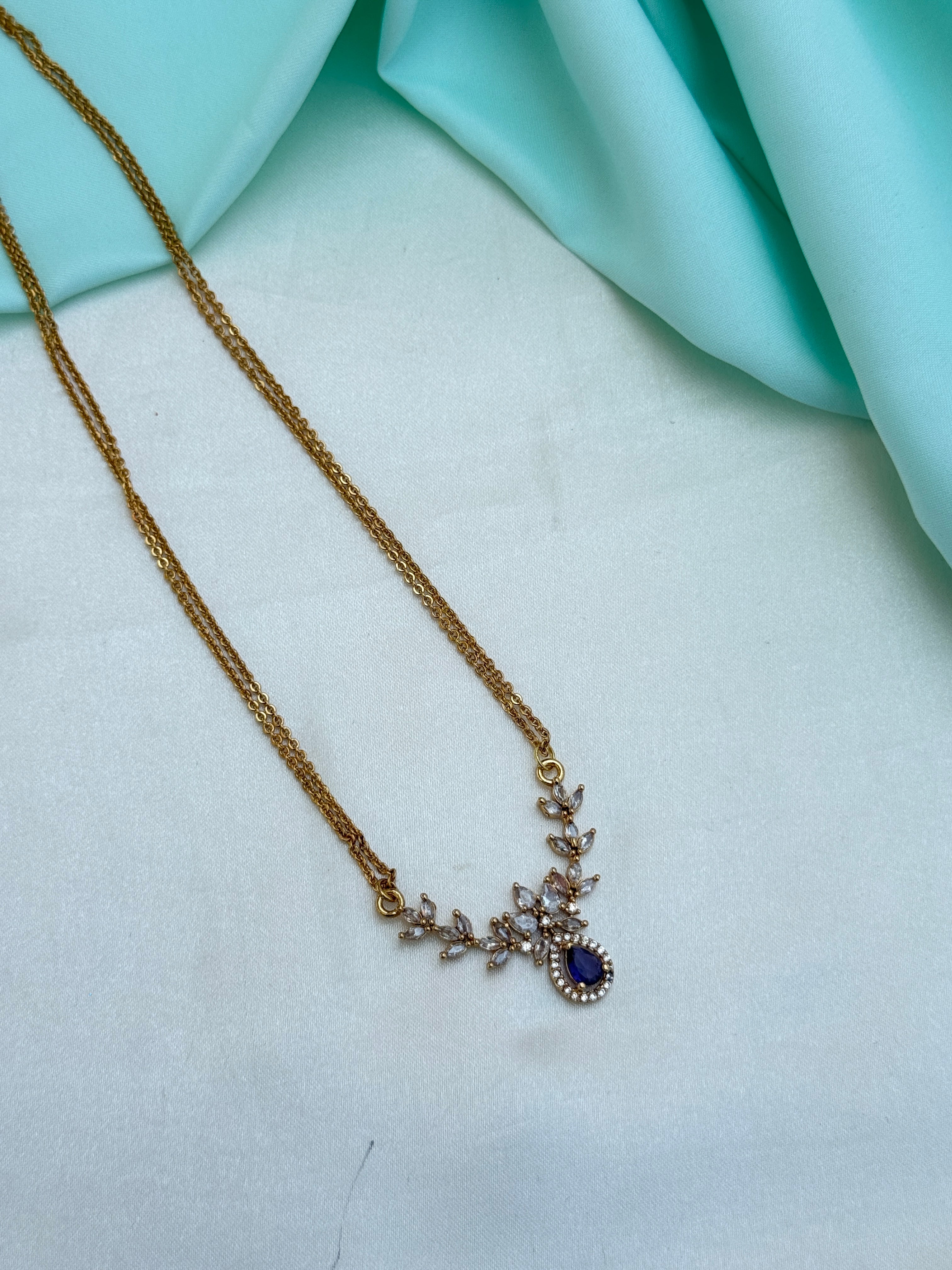 Ns772 2 lines flower drop simple neckset