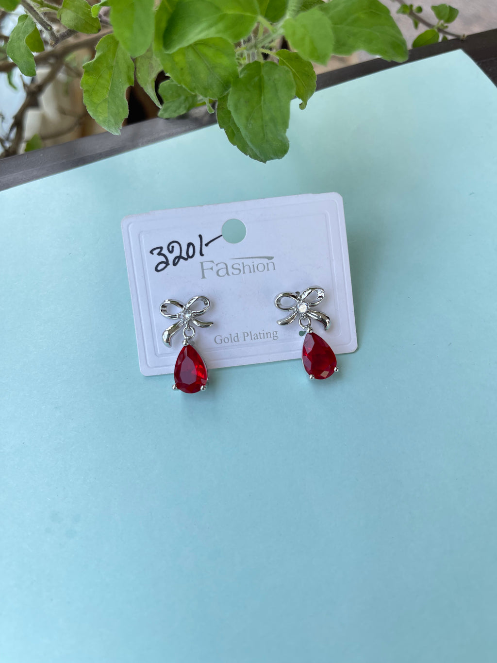 Silver Bow stone pearl hanging in 4 colors