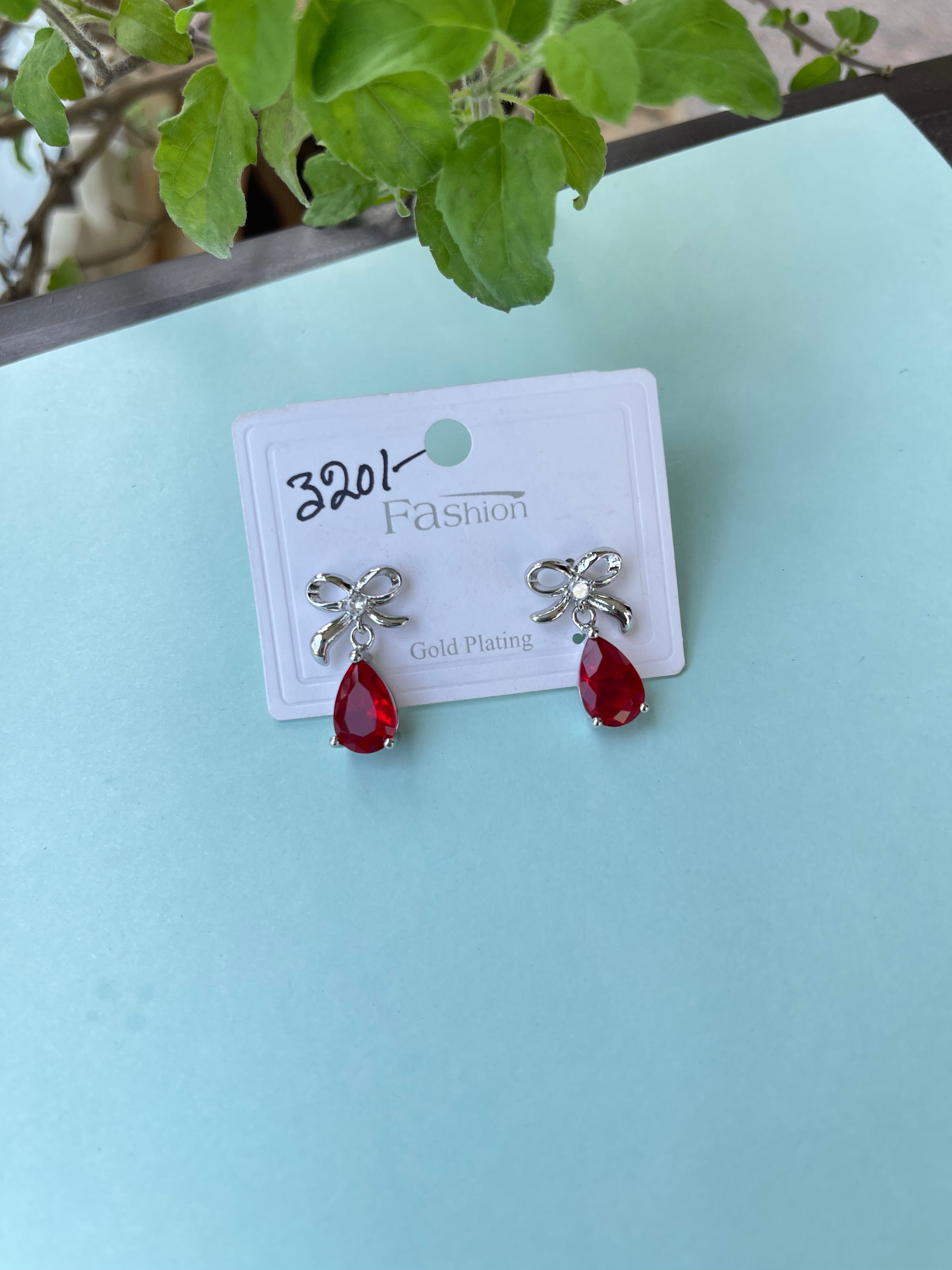 Silver Bow stone pearl hanging in 4 colors