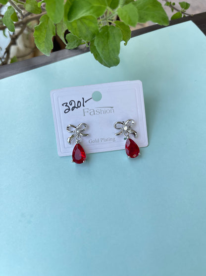 Silver Bow stone pearl hanging in 4 colors