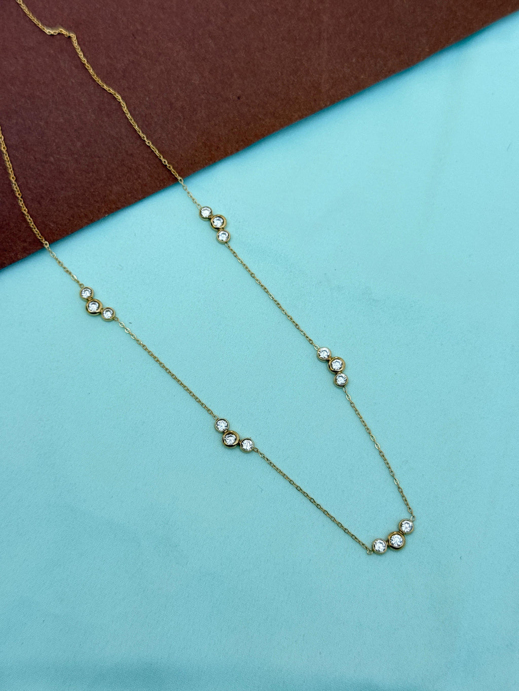 Dc068 anti tarnish single line stones 18inches adjustable daliy wear chain