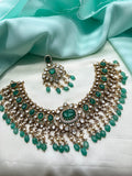Moissanite green beads with earrings ns202