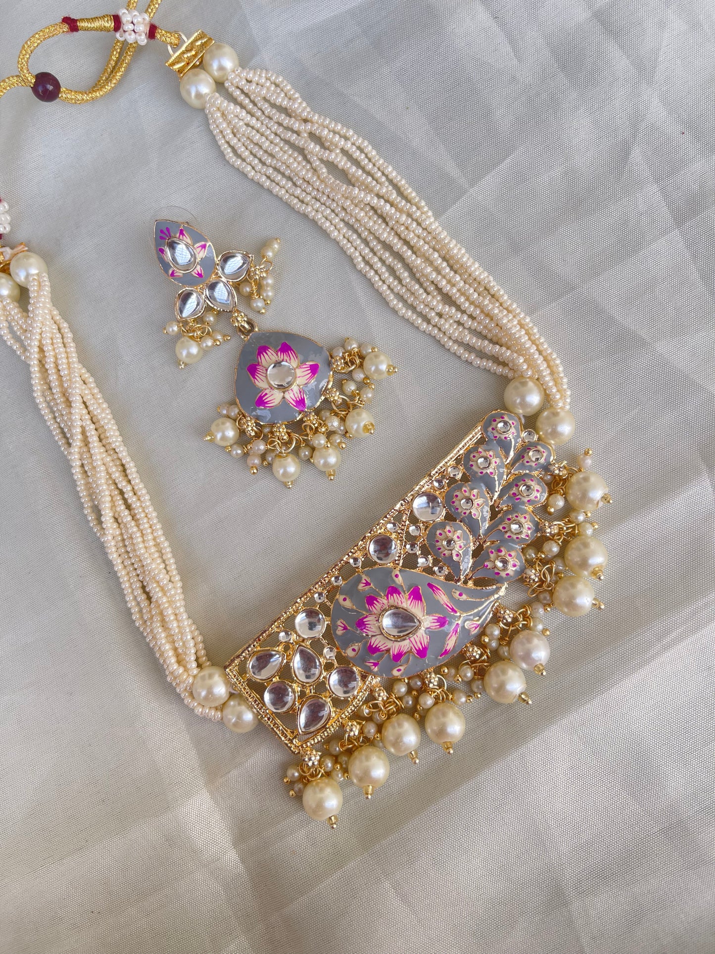 Meenakari pearl neckset