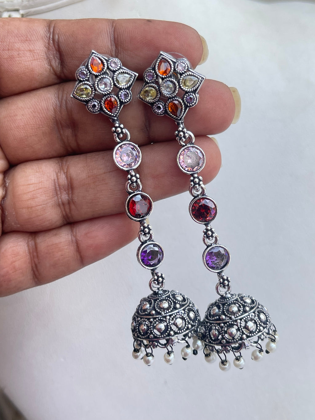 Big size hanging multi butta lightweight earrings