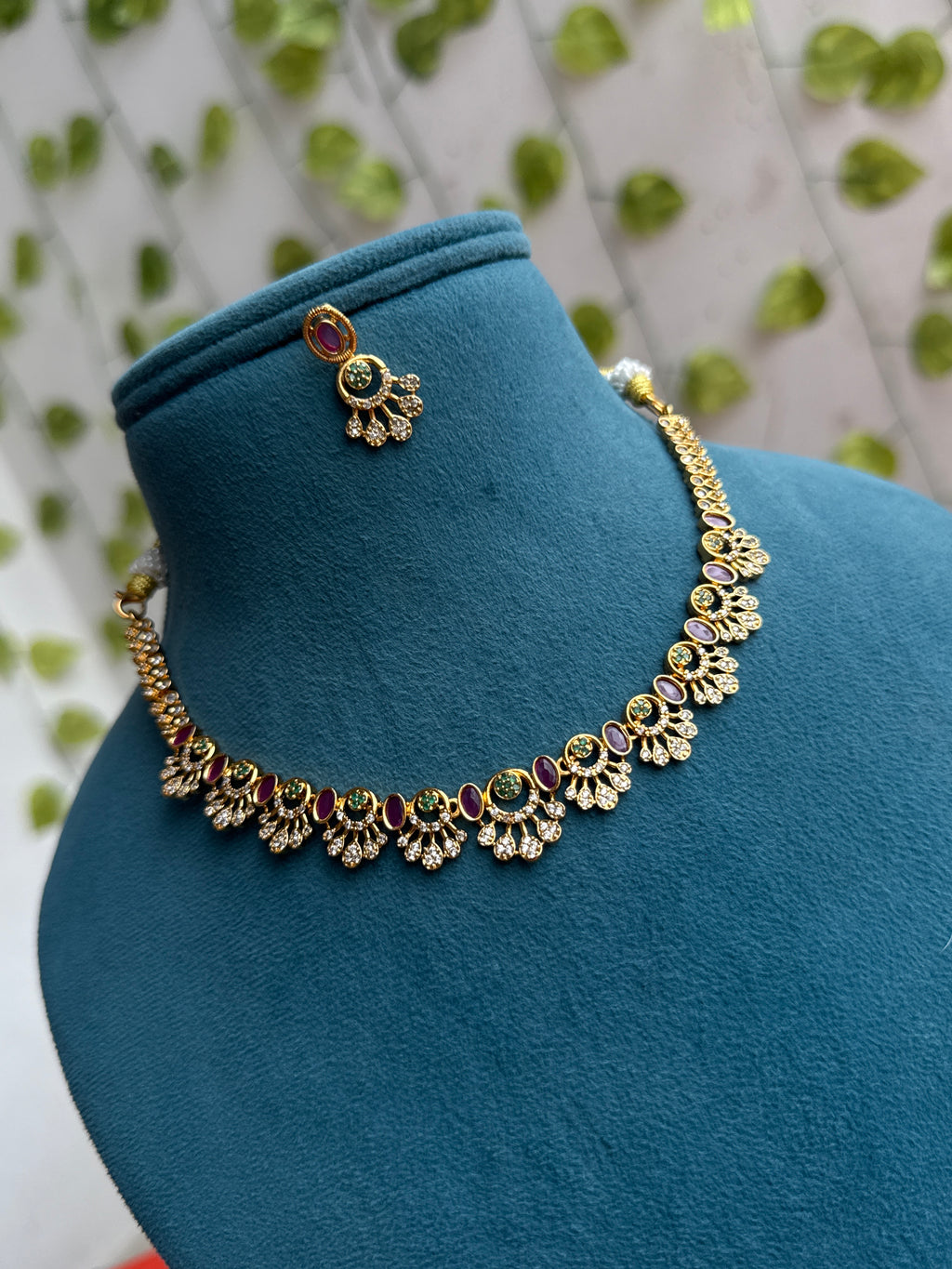 Ns893 flower design  multi short neckset with earrings