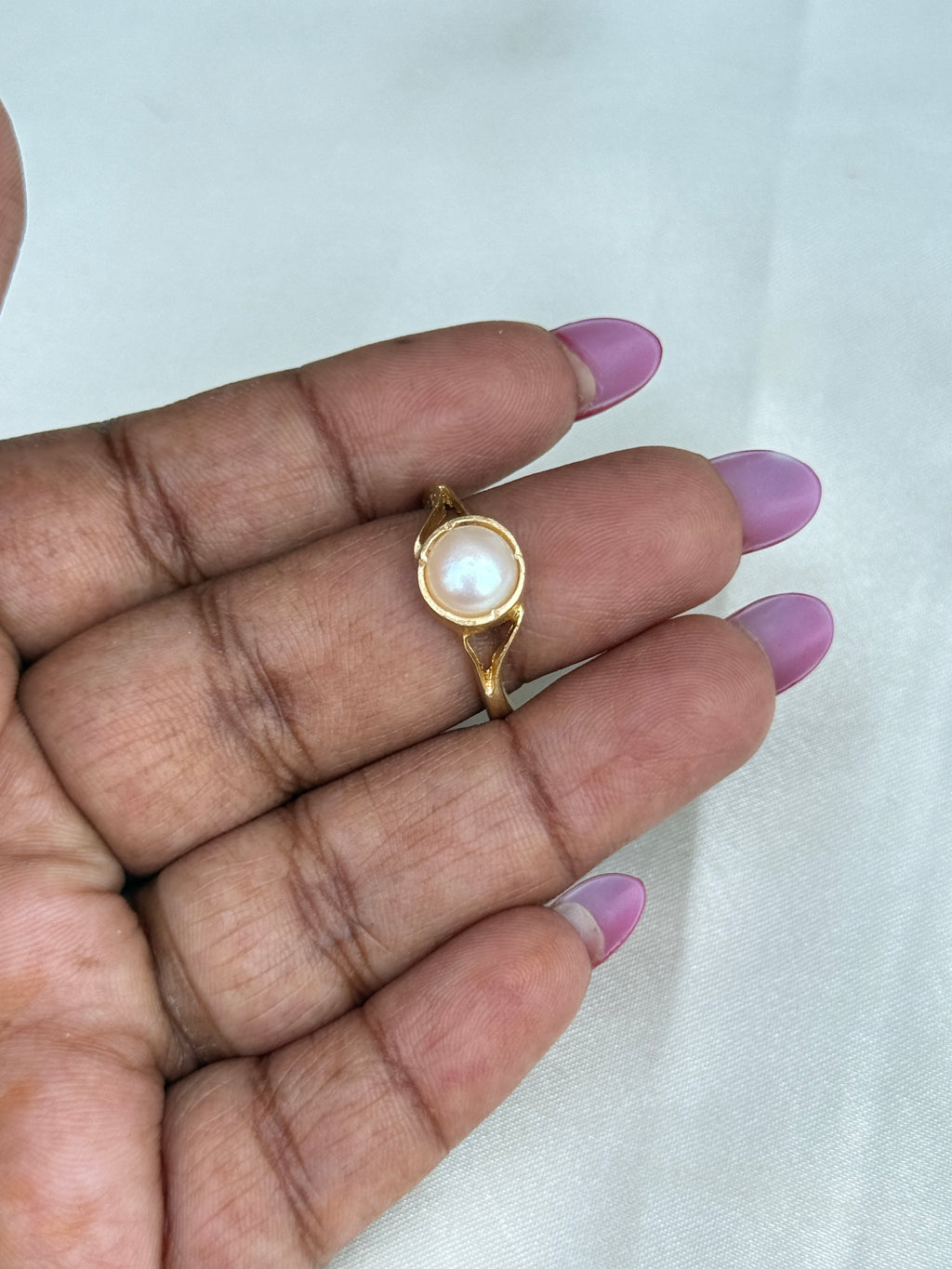 Rg075  panchaloham unpolished pearl finger ring