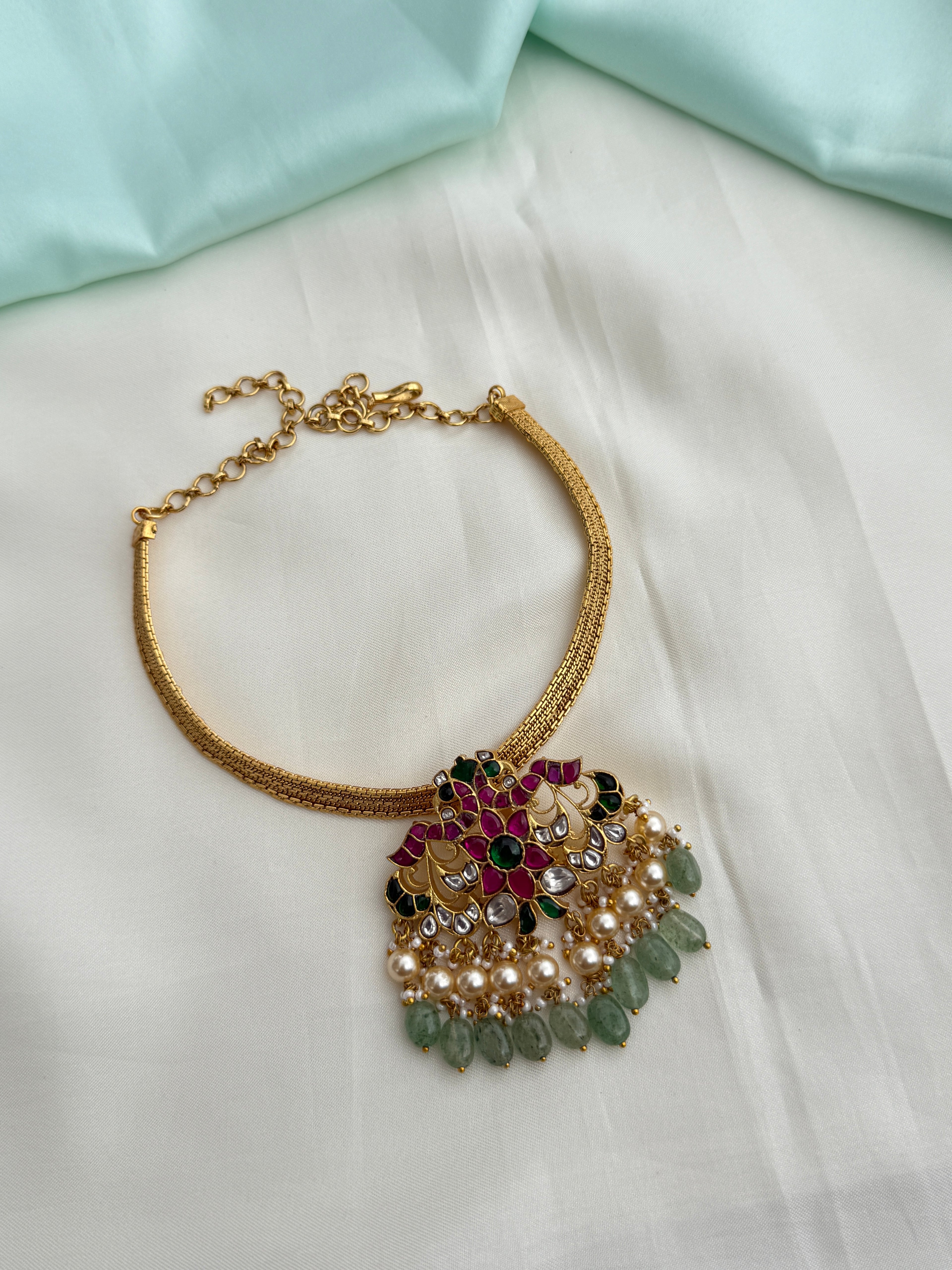 Hs029 jadau Kundan neck set