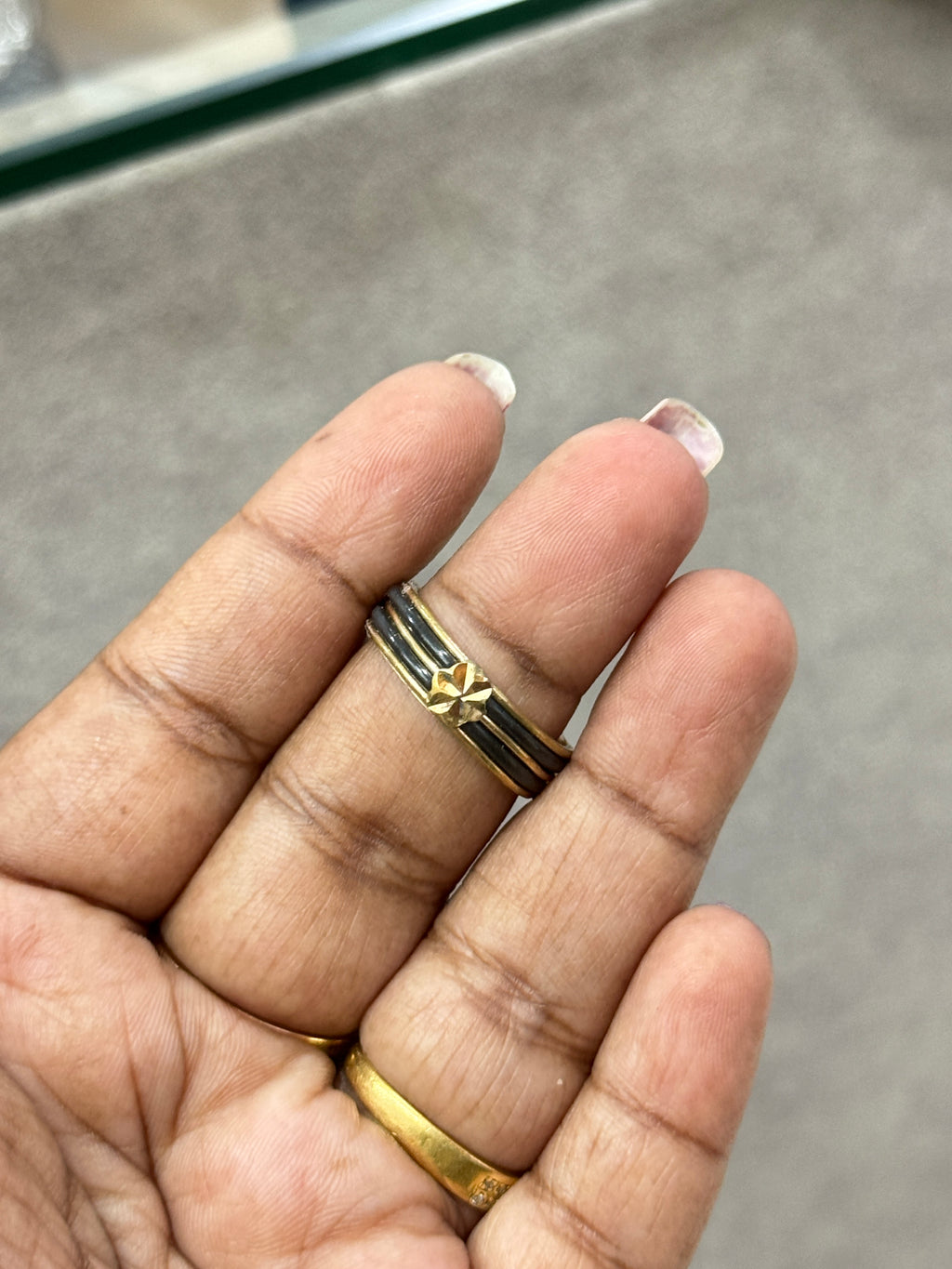 Ph277 Panchaloham black band unpolished finger ring