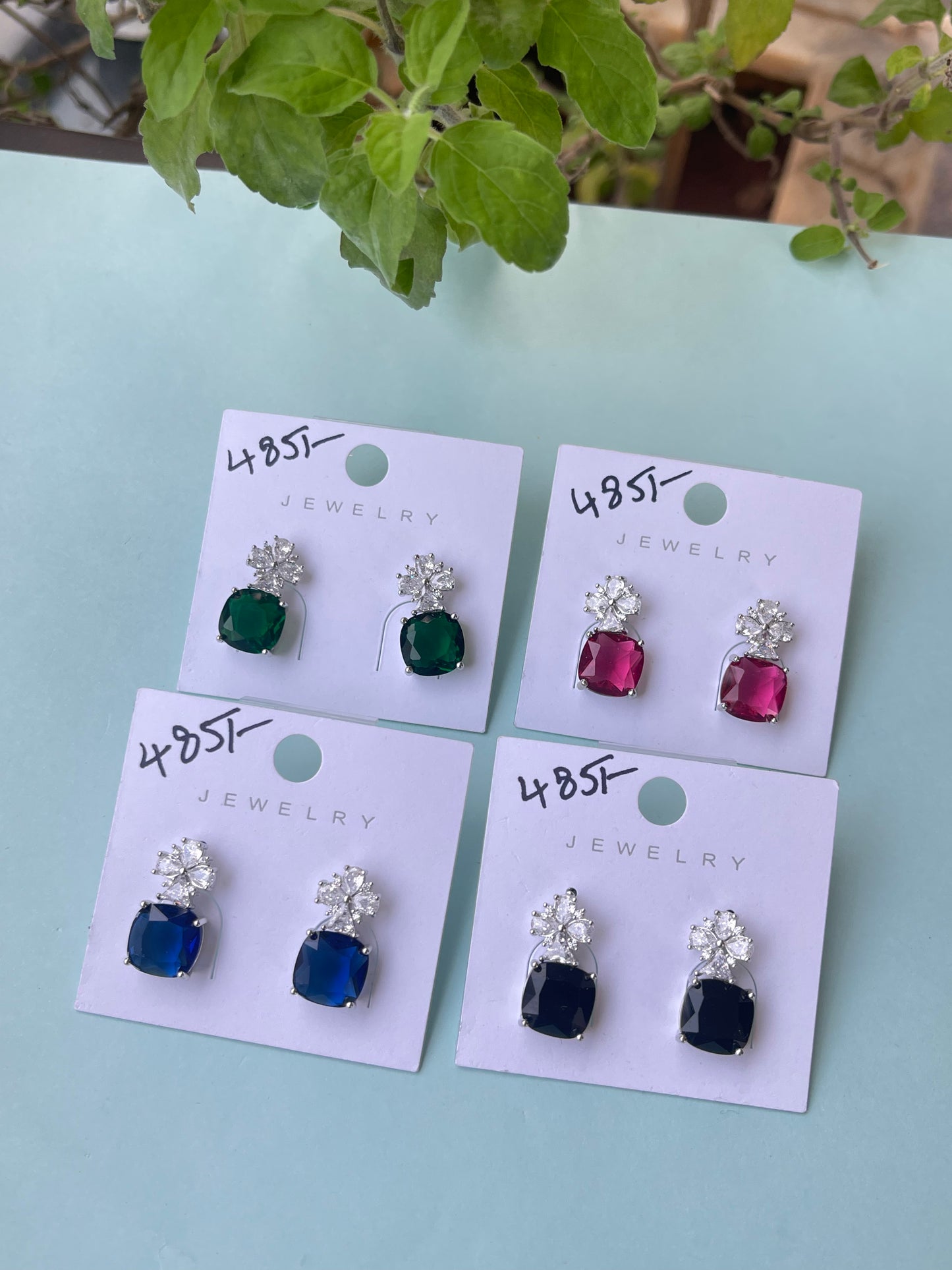 Diamond finish small hanging earrings in 4 colors