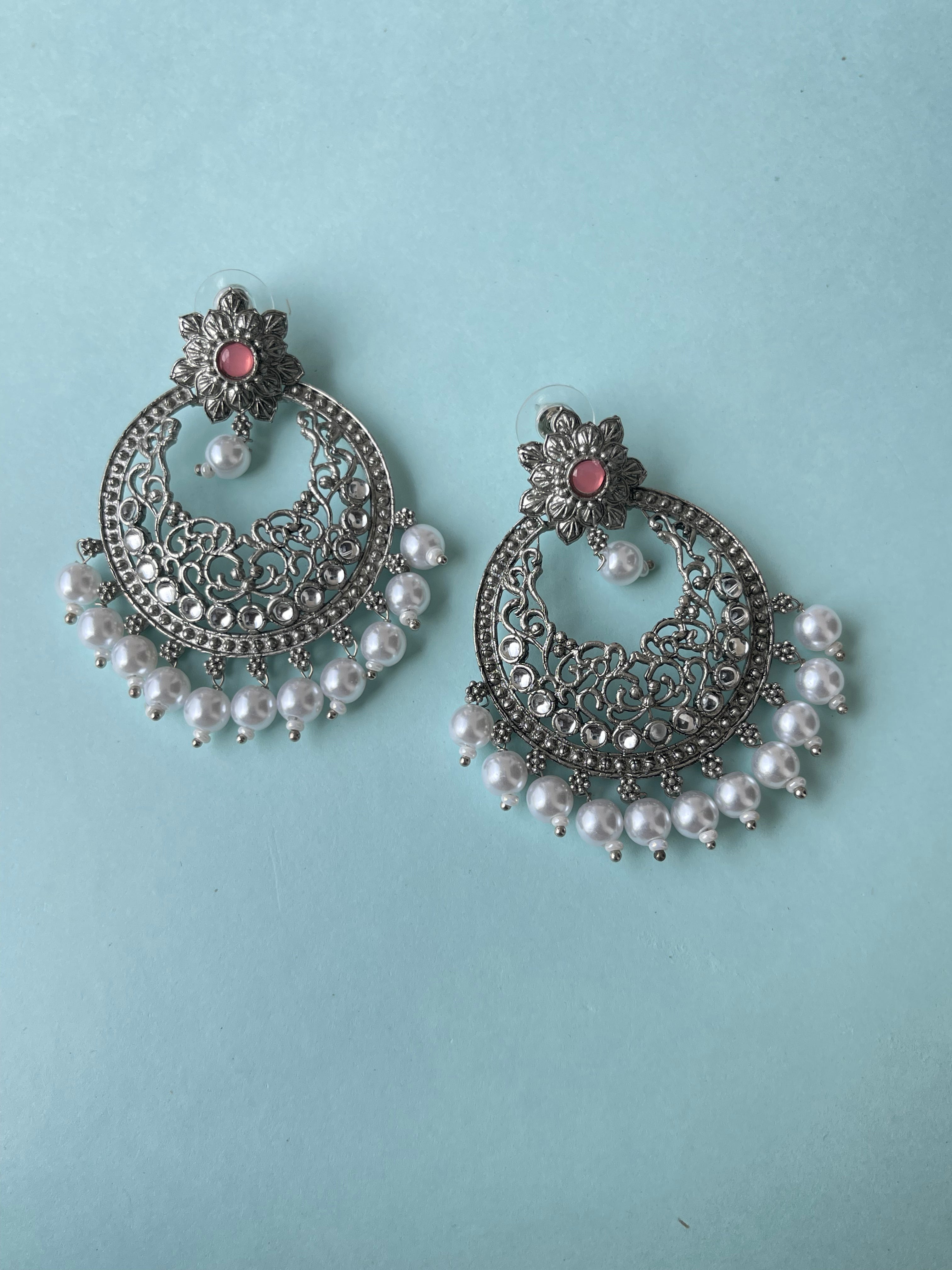 Oxidised chandbali lightweight earrings