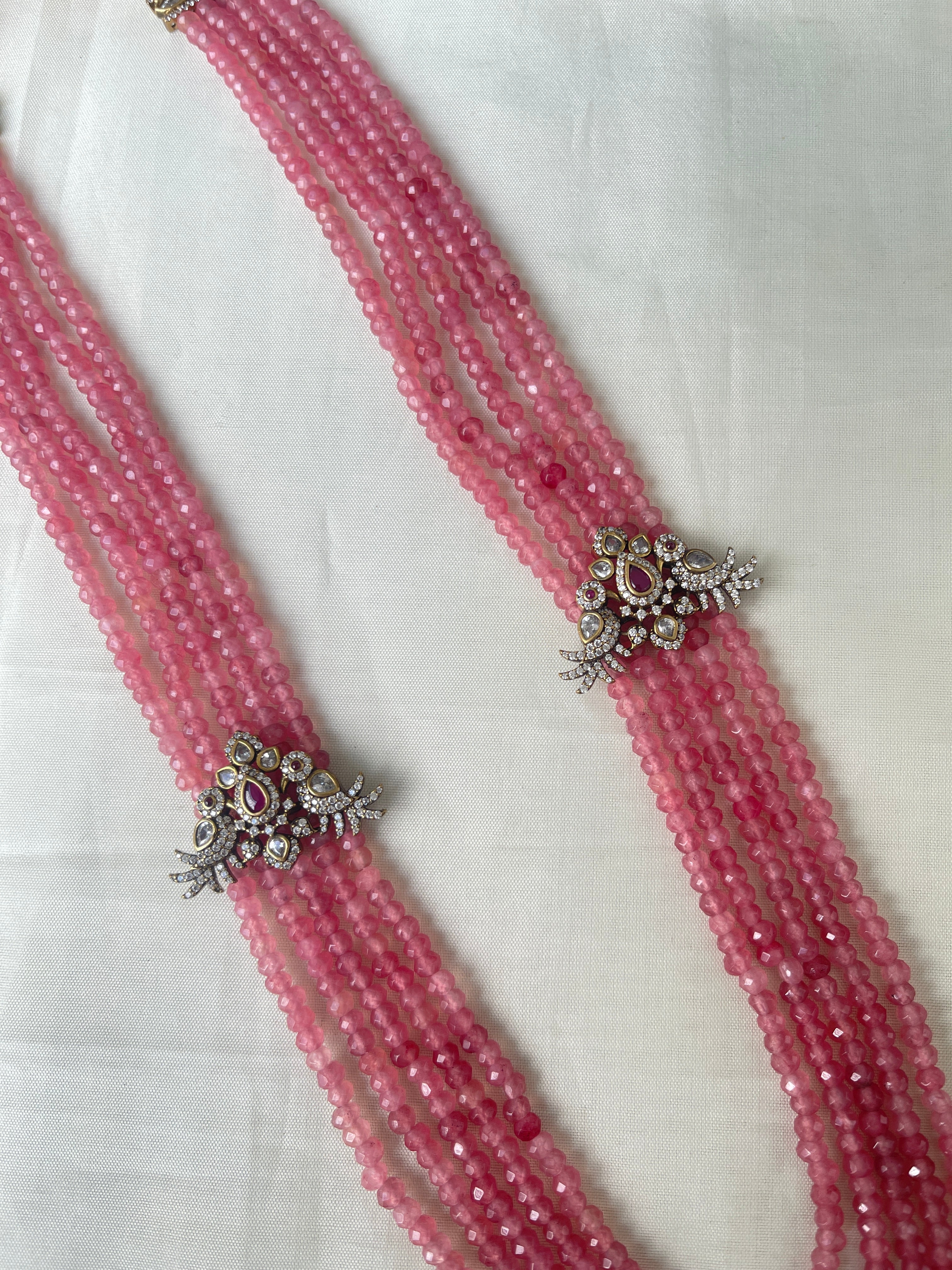 Ns1513 5 lines pastel color beads with 2 side Victorian locket