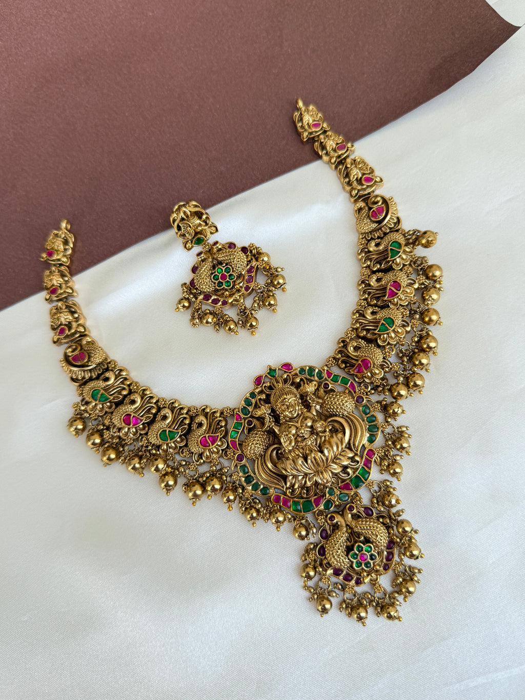 Ns583 lakshmi Devi nakshi jadau Kundan neckset